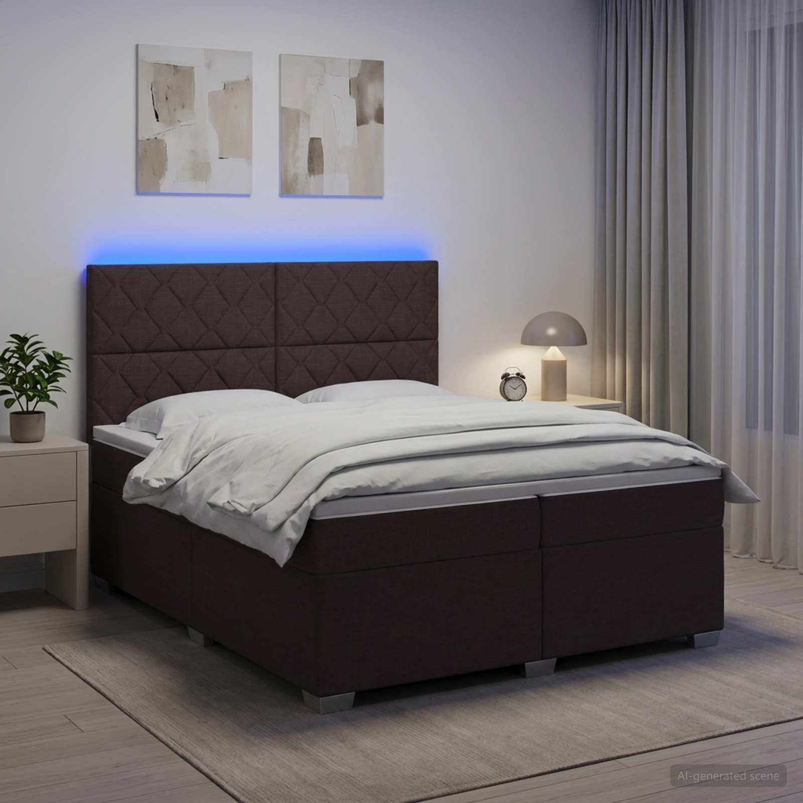 vidaXL Континентално легло с матрак Тъмен кафяв 200 x 200 cm Текстил