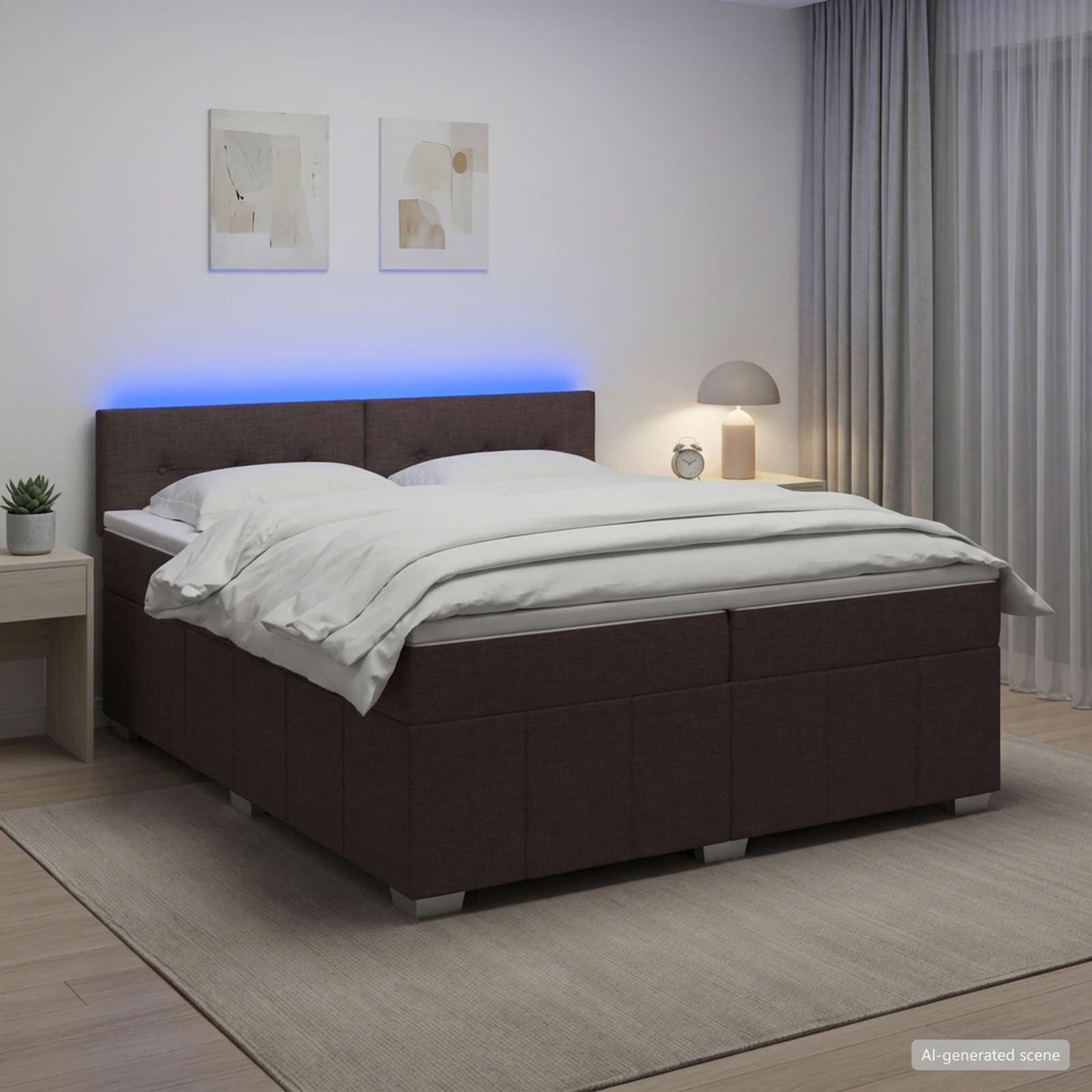 vidaXL Континентално легло с матрак Тъмен кафяв 200 x 200 cm Текстил