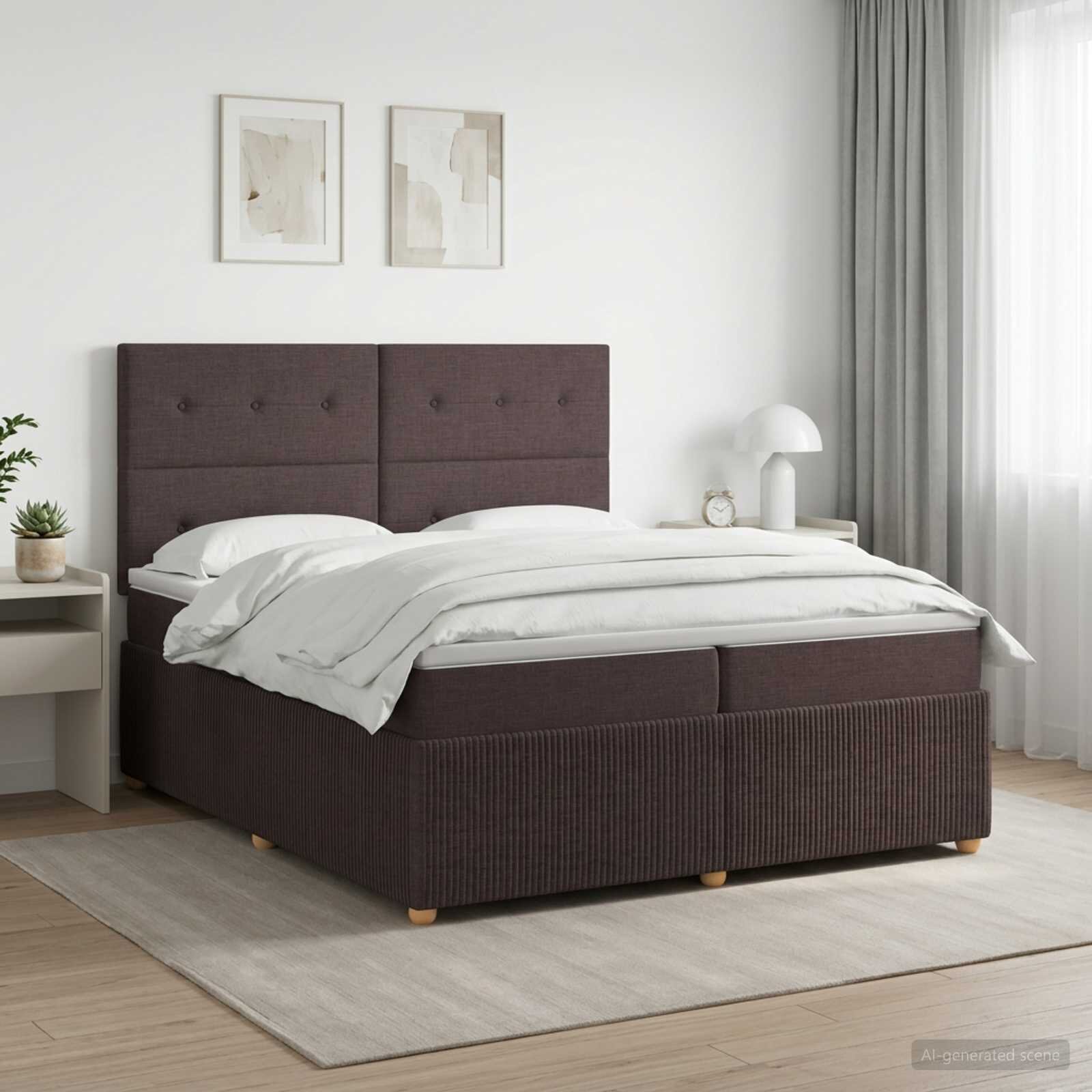 vidaXL Континентално легло с матрак Тъмен кафяв 200 x 200 cm Текстил