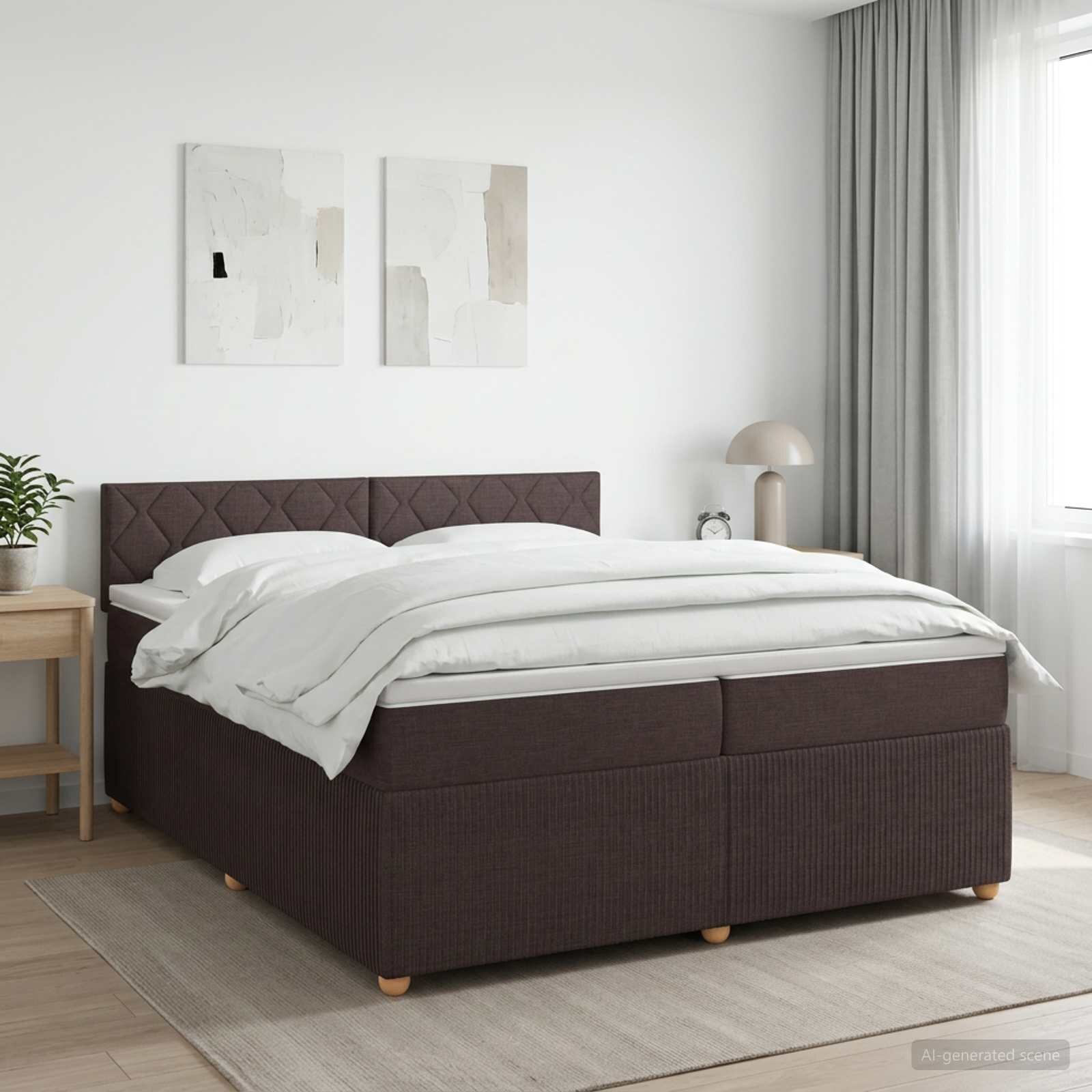 vidaXL Континентално легло с матрак Тъмен кафяв 200 x 200 cm Текстил