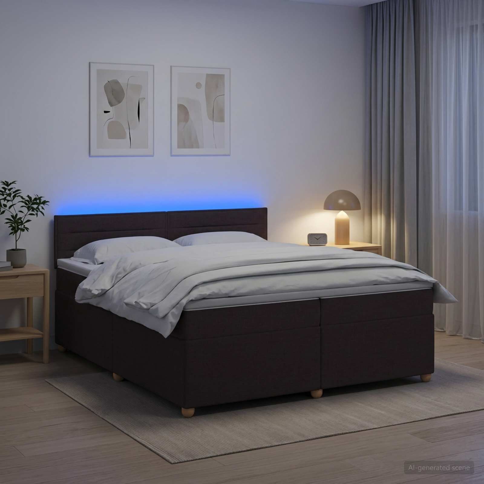 vidaXL Континентално легло с матрак Тъмен кафяв 200 x 200 cm Текстил