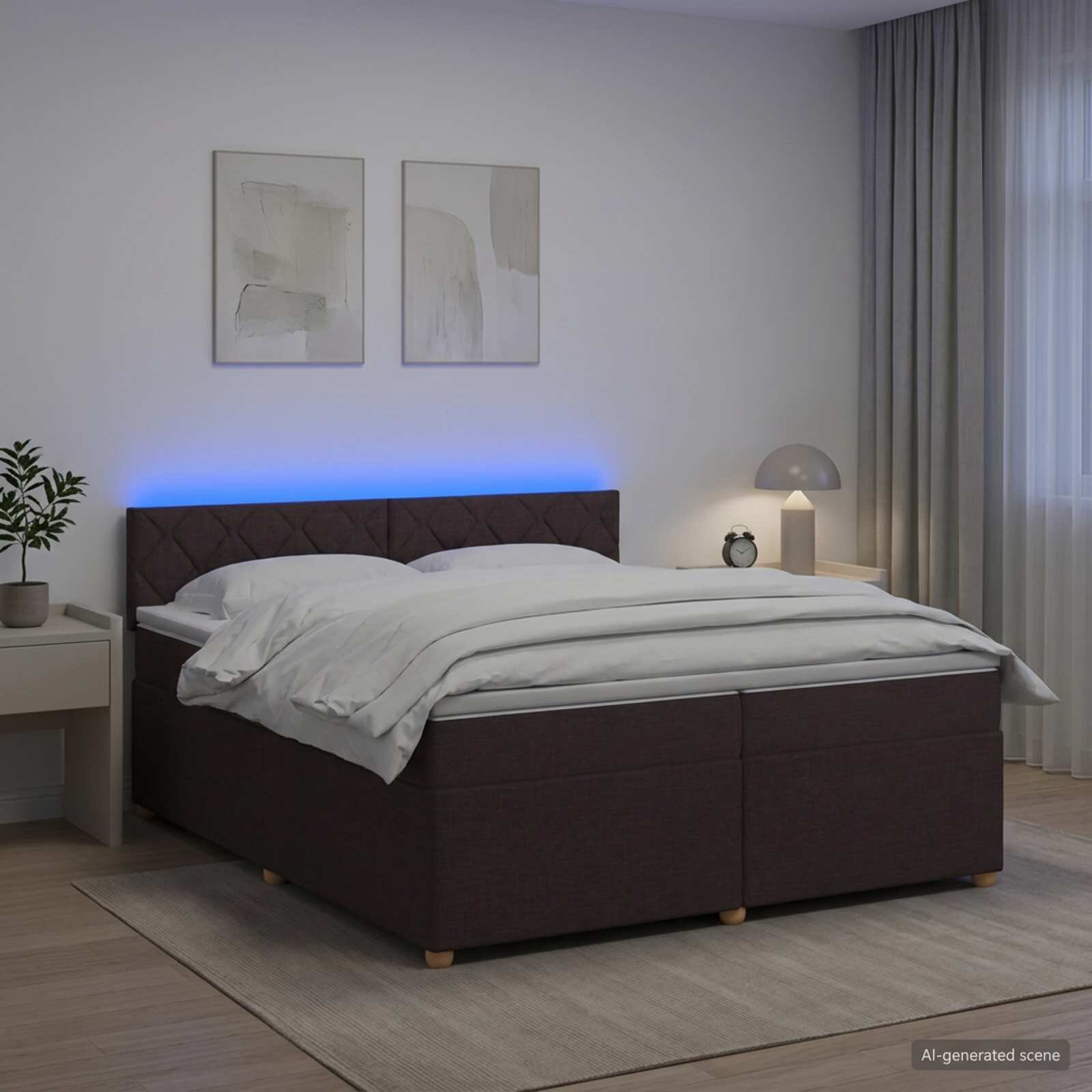 vidaXL Континентално легло с матрак Тъмен кафяв 200 x 200 cm Текстил