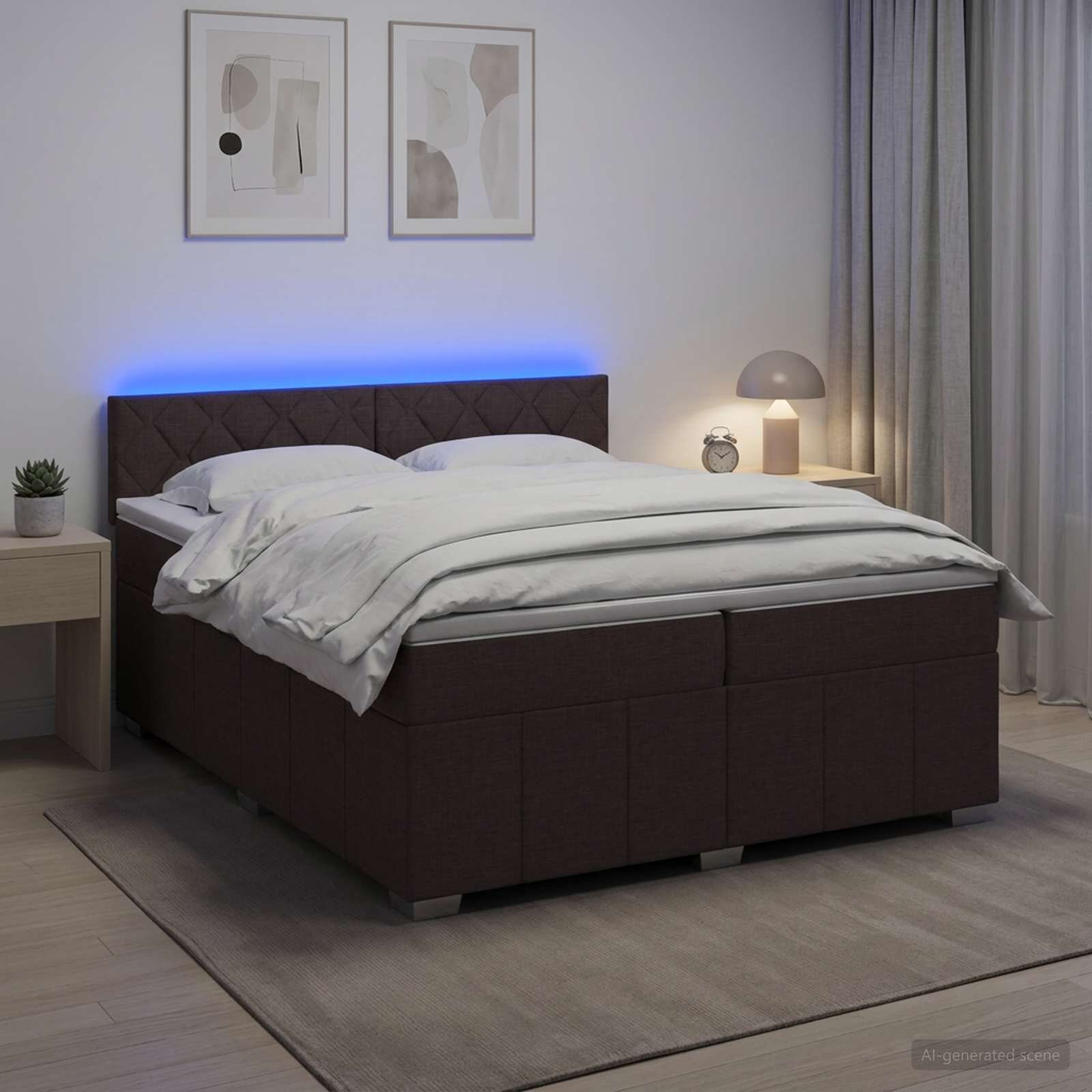 vidaXL Континентално легло с матрак Тъмен кафяв 200 x 200 cm Текстил