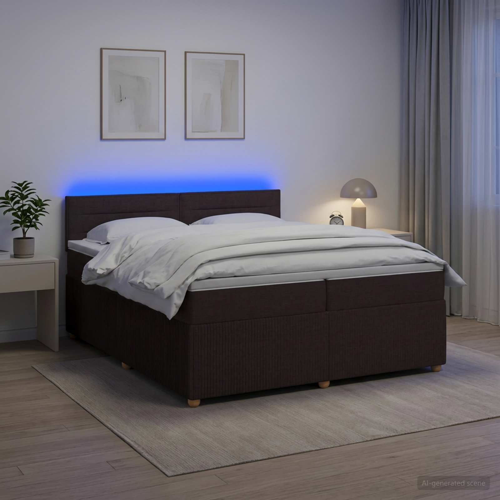 vidaXL Континентално легло с матрак Тъмен кафяв 200 x 200 cm Текстил