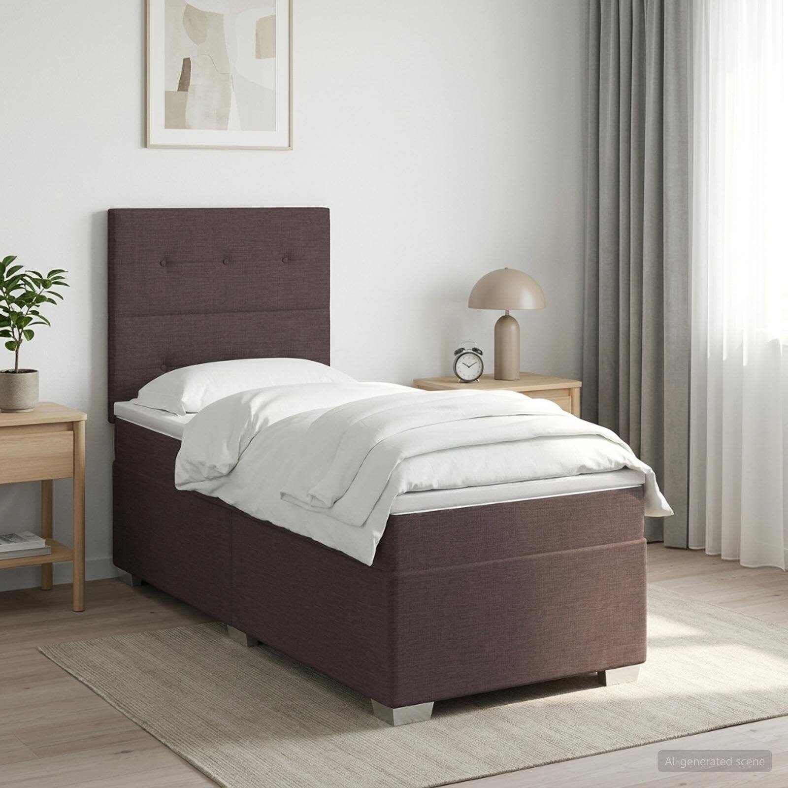vidaXL Континентално легло с матрак Тъмен кафяв 80 x 200 cm Текстил