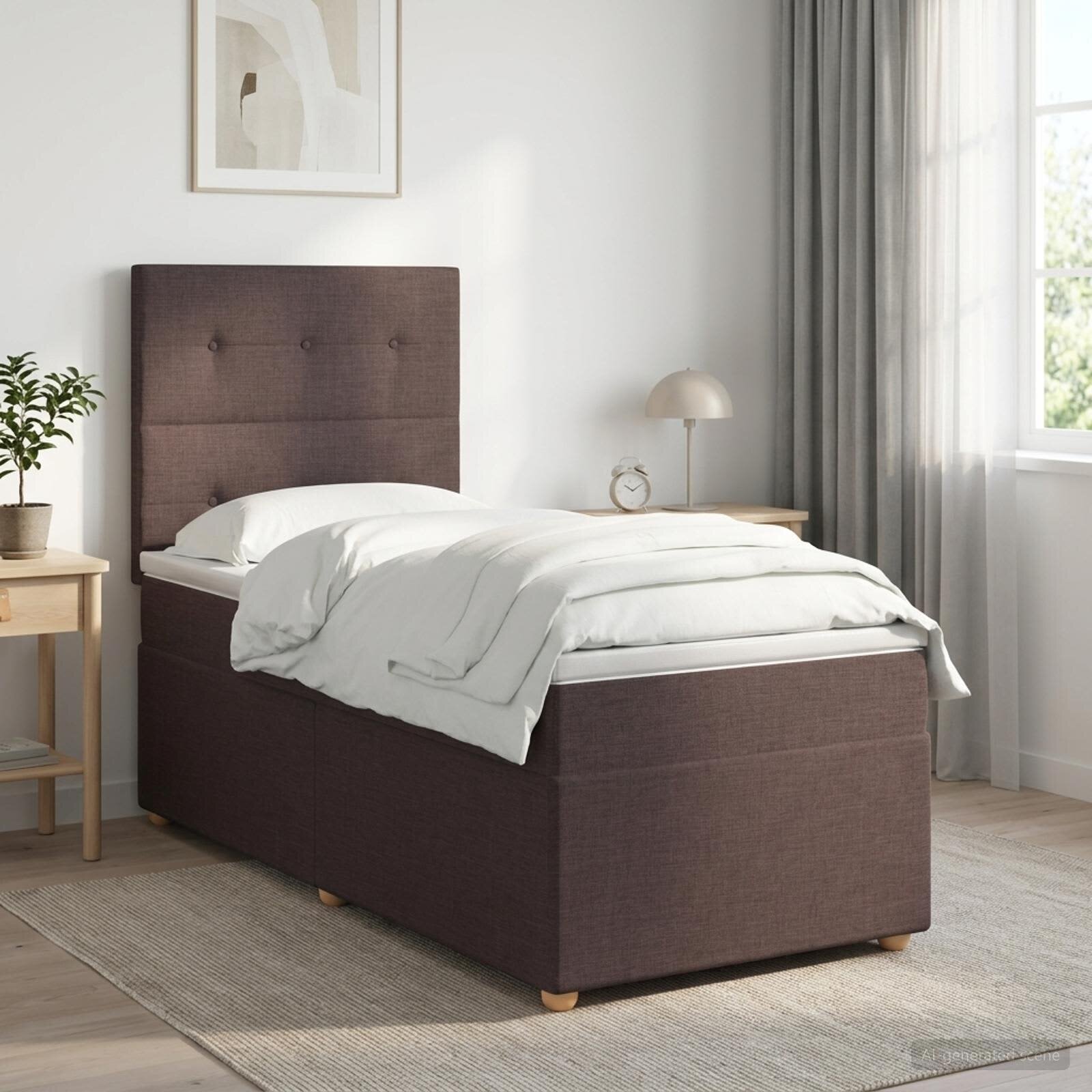 vidaXL Континентално легло с матрак Тъмен кафяв 80 x 200 cm Текстил