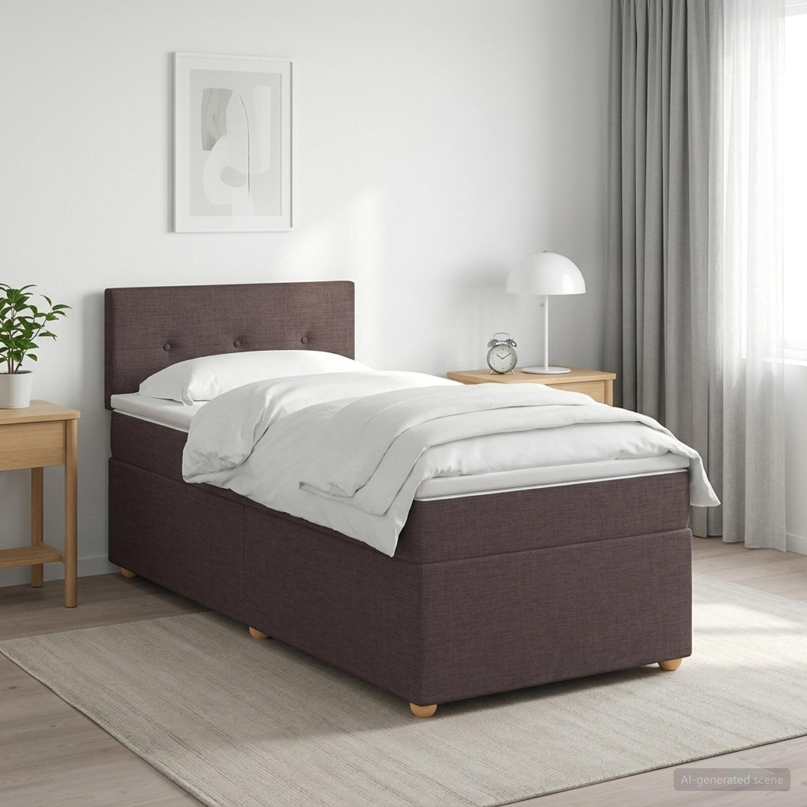 vidaXL Континентално легло с матрак Тъмен кафяв 80 x 200 cm Текстил