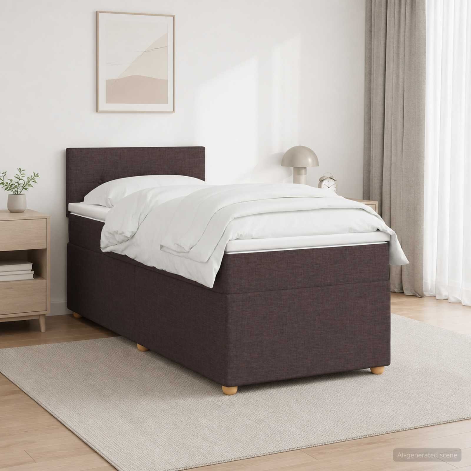 vidaXL Континентално легло с матрак Тъмен кафяв 90 x 190 cm Текстил