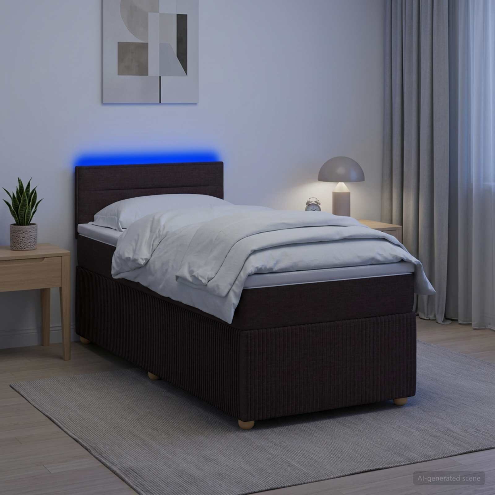 vidaXL Континентално легло с матрак Тъмен кафяв 90 x 190 cm Текстил