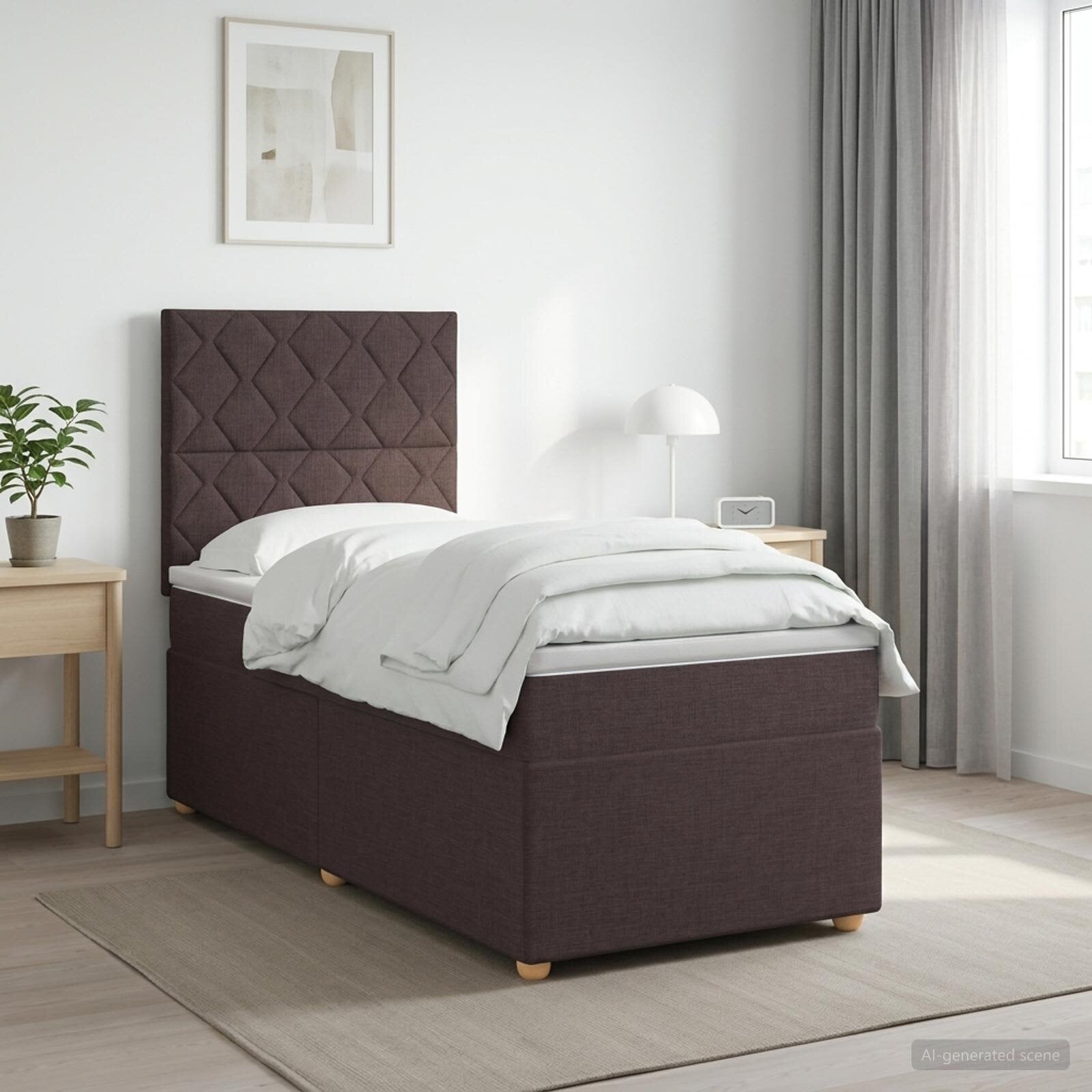 vidaXL Континентално легло с матрак Тъмен кафяв 90 x 190 cm Текстил