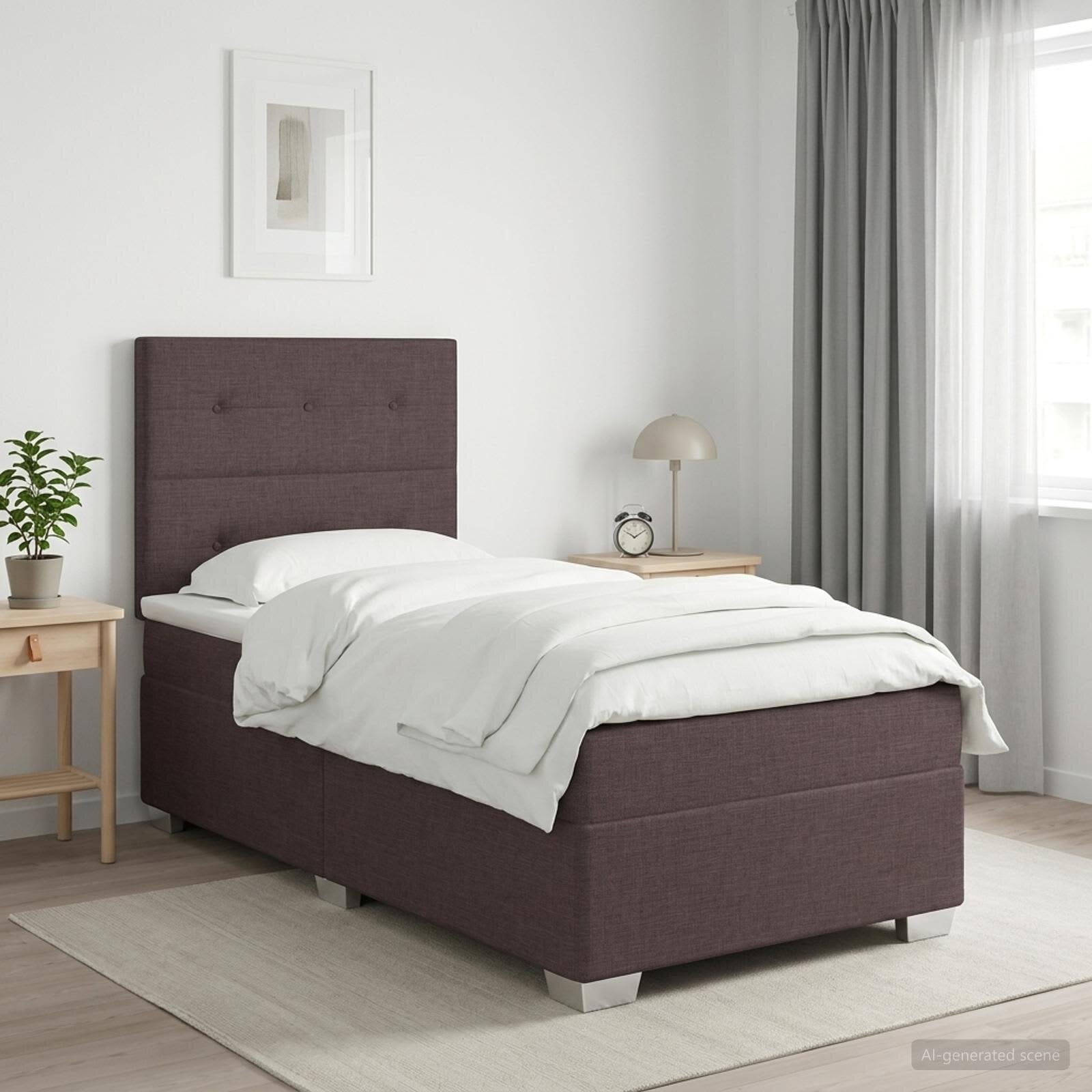 vidaXL Континентално легло с матрак Тъмен кафяв 90 x 190 cm Текстил