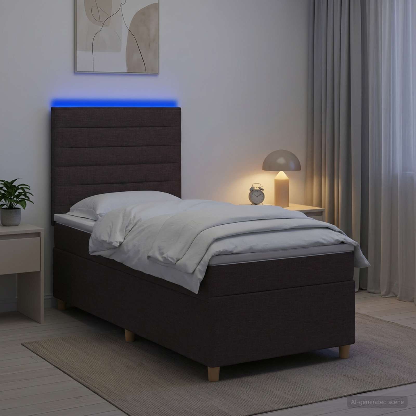 vidaXL Континентално легло с матрак Тъмен кафяв 90 x 190 cm Текстил