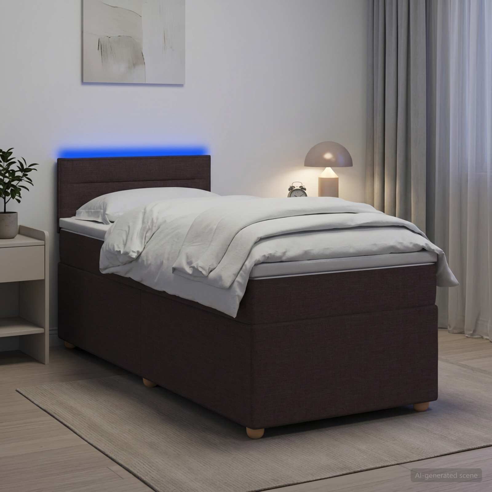 vidaXL Континентално легло с матрак Тъмен кафяв 90 x 200 cm Текстил