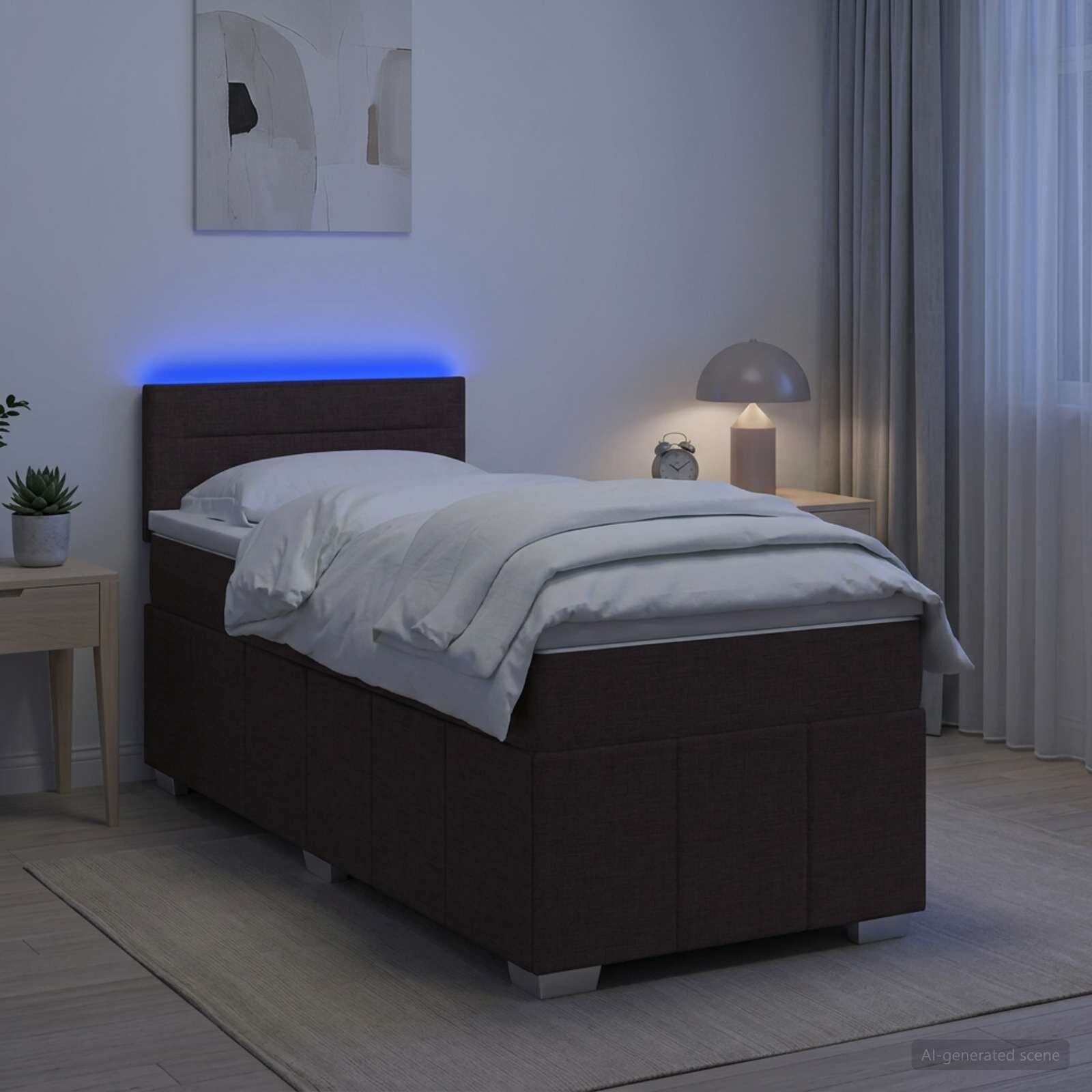 vidaXL Континентално легло с матрак Тъмен кафяв 90 x 200 cm Текстил