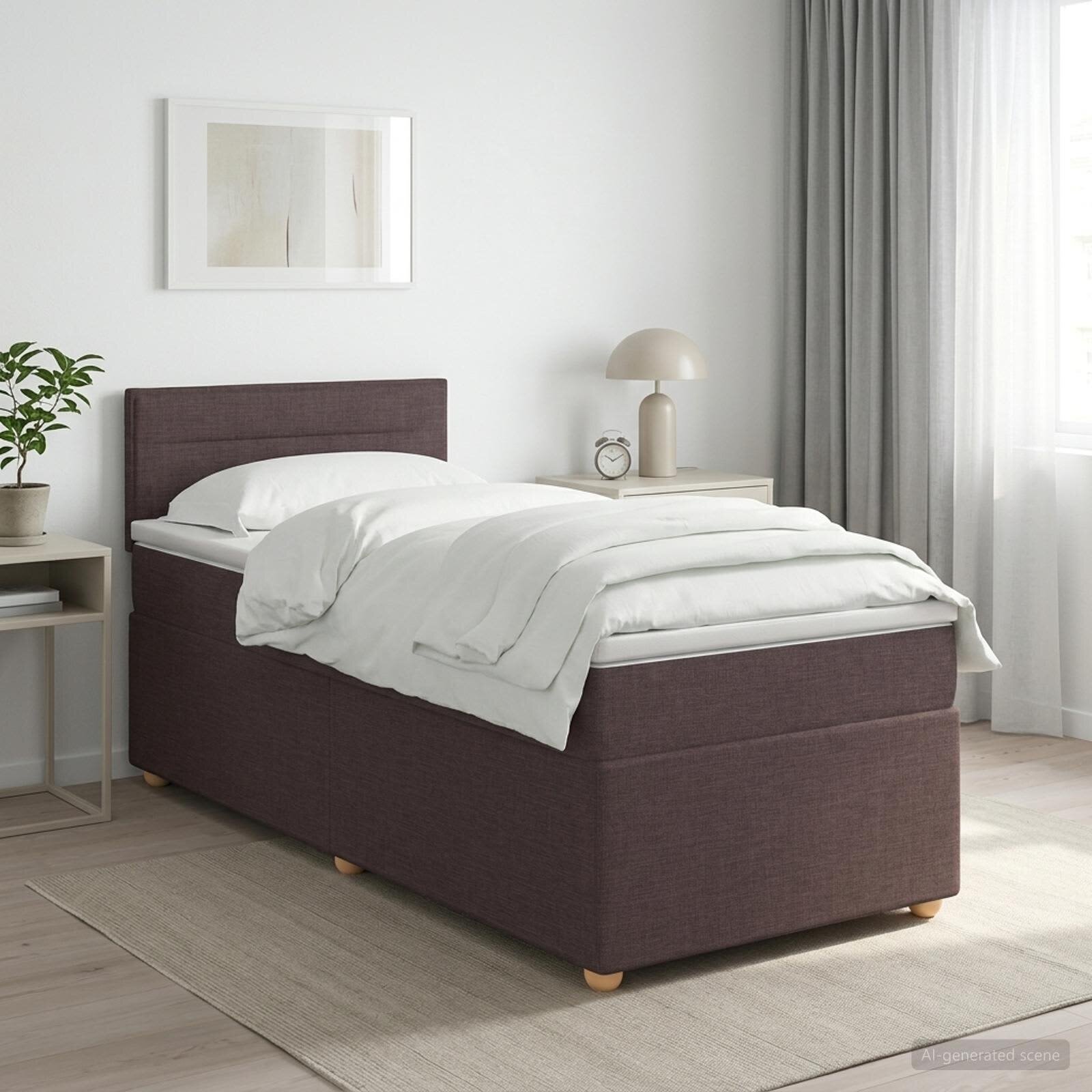 vidaXL Континентално легло с матрак Тъмен кафяв 90 x 200 cm Текстил