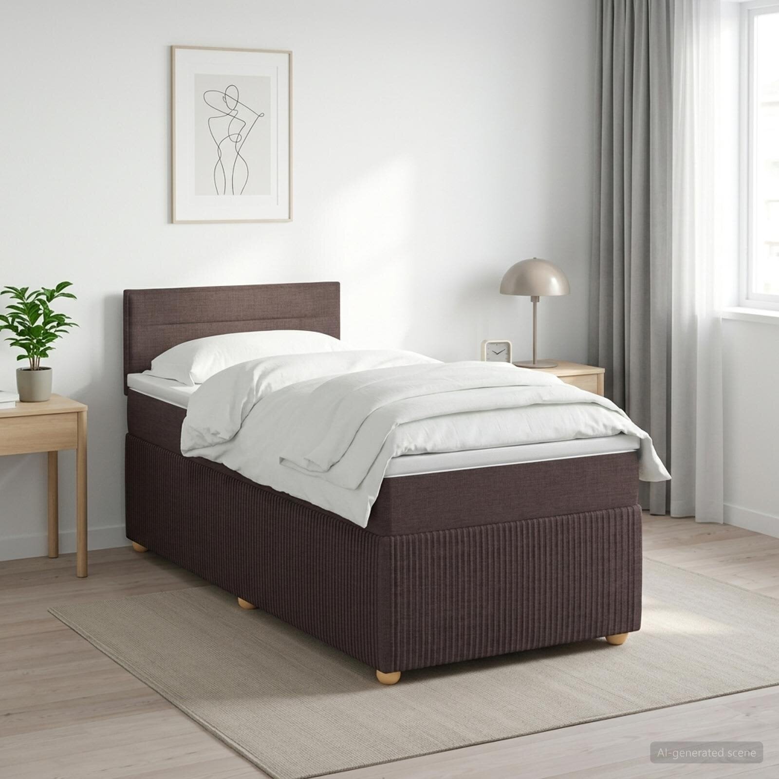 vidaXL Континентално легло с матрак Тъмен кафяв 90 x 200 cm Текстил