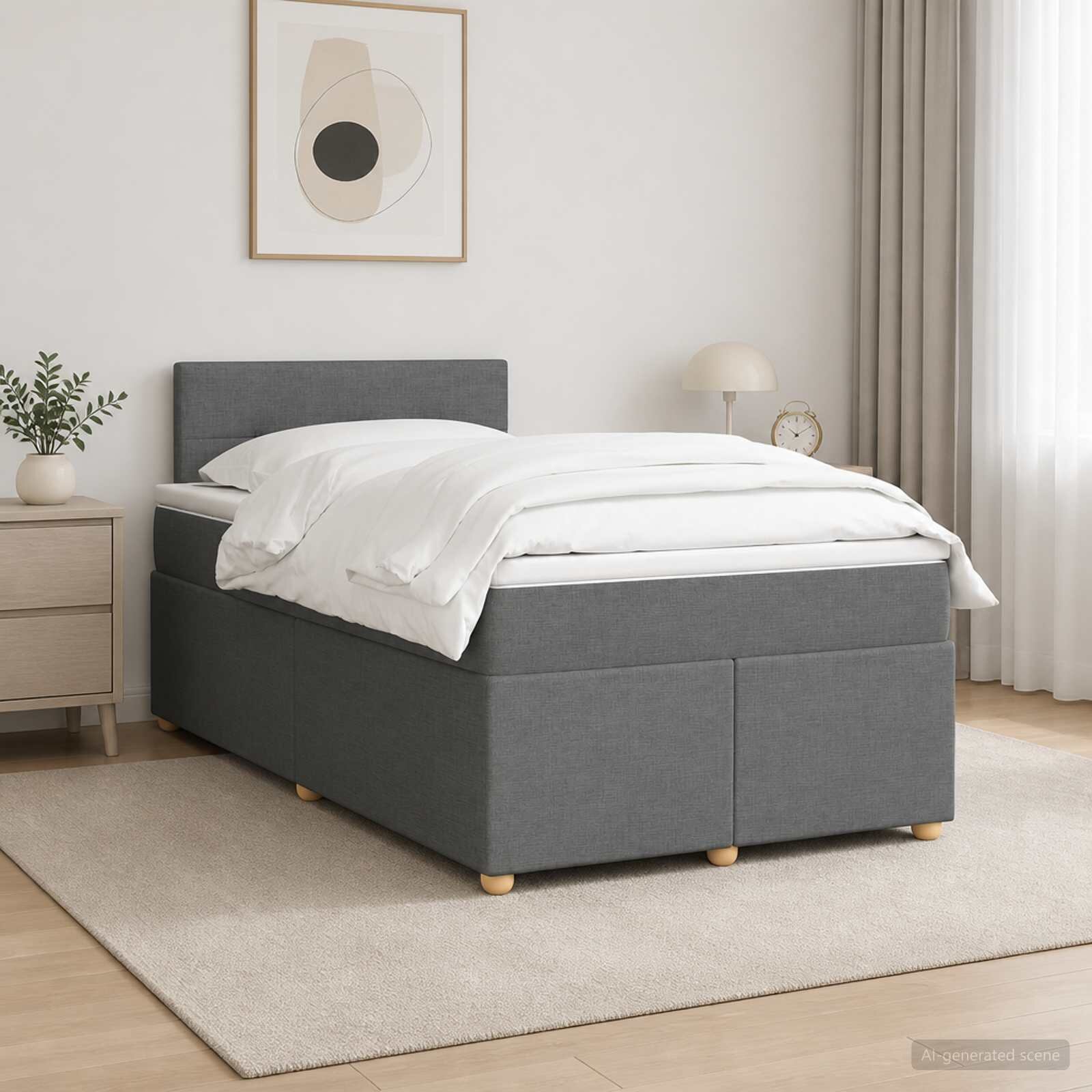 vidaXL Континентално легло с матрак Тъмносиво 120 x 190 cm Текстил