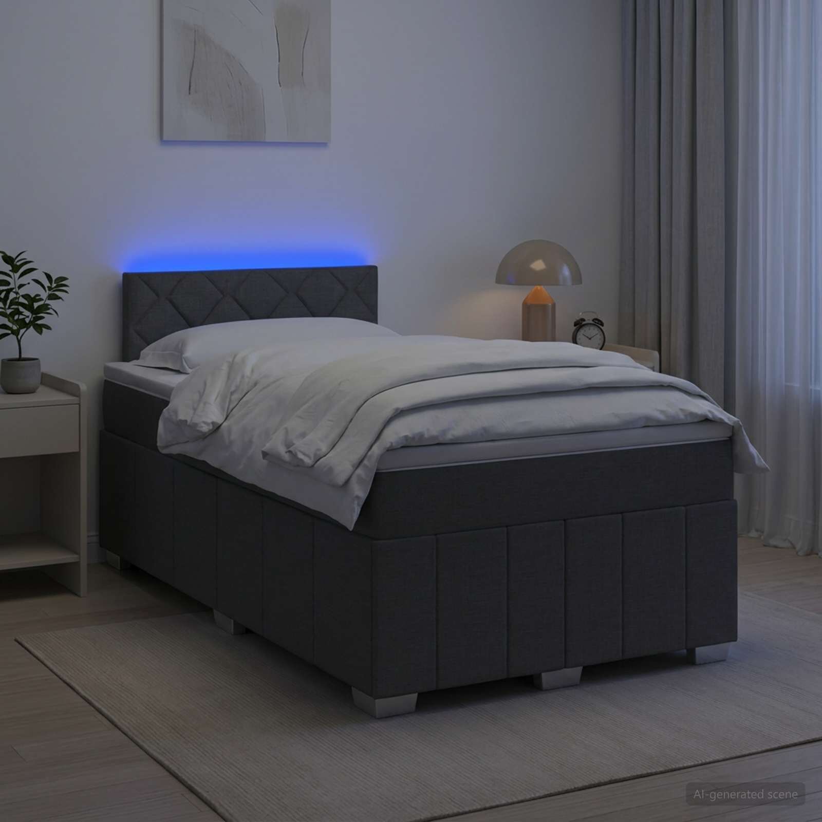 vidaXL Континентално легло с матрак Тъмносиво 120 x 190 cm Текстил