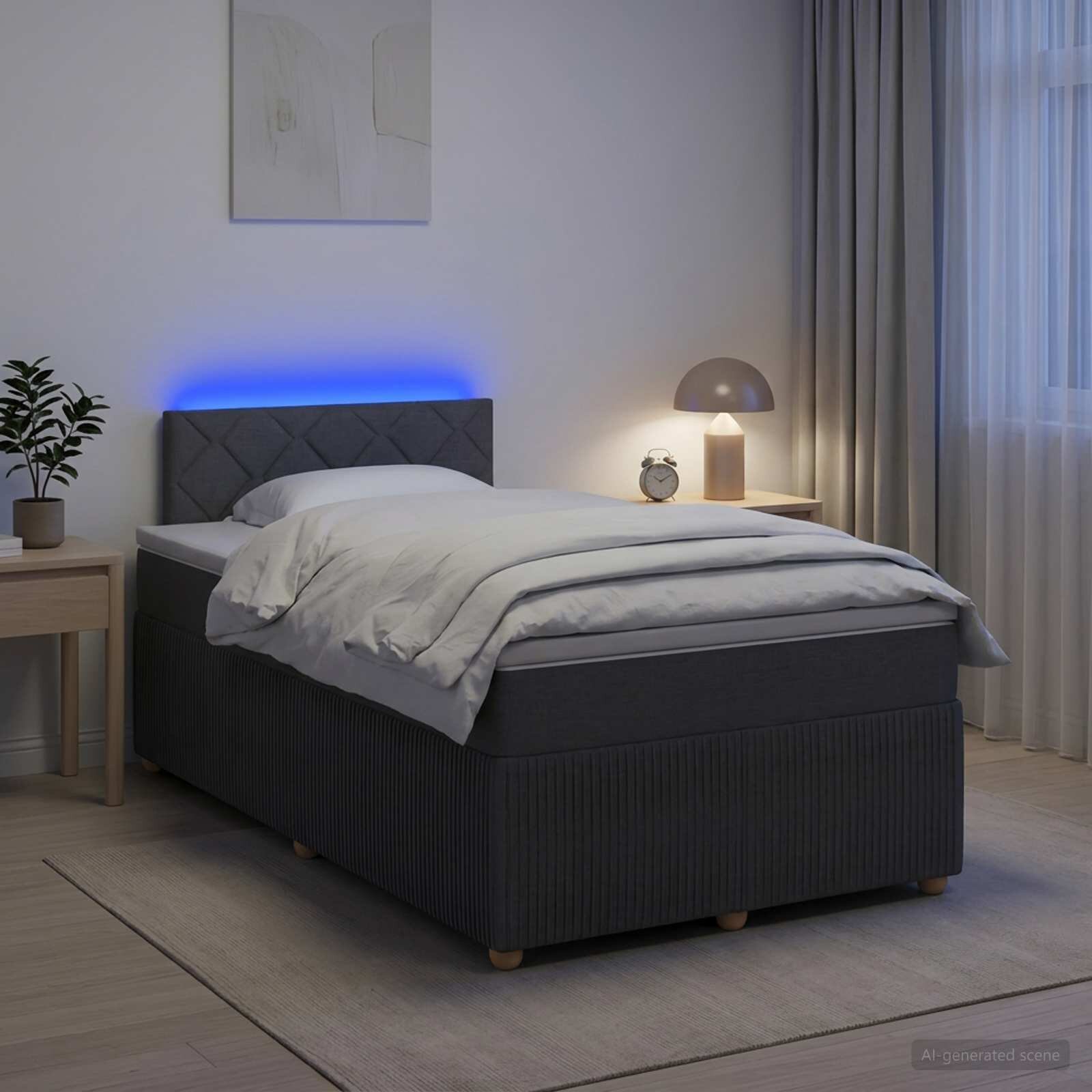 vidaXL Континентално легло с матрак Тъмносиво 120 x 190 cm Текстил