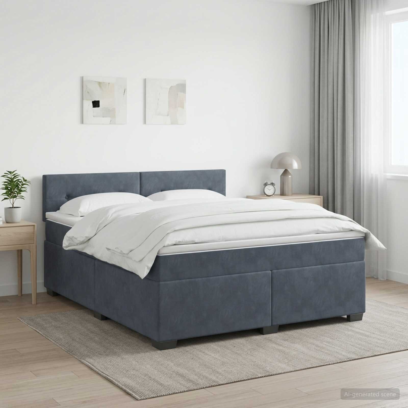 vidaXL Континентално легло с матрак Тъмносиво 140 x 190 cm Кадифе
