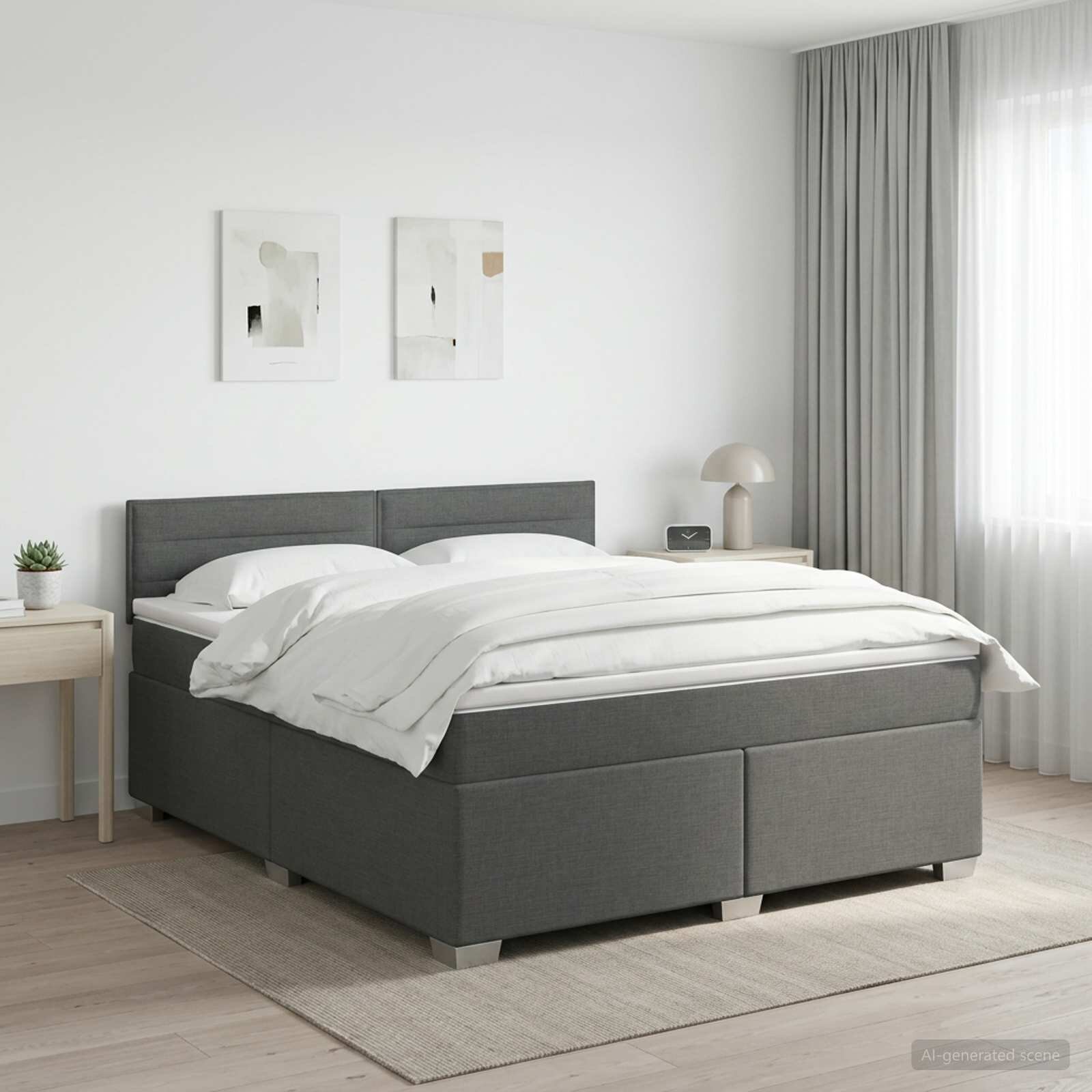 vidaXL Континентално легло с матрак Тъмносиво 140 x 190 cm Текстил