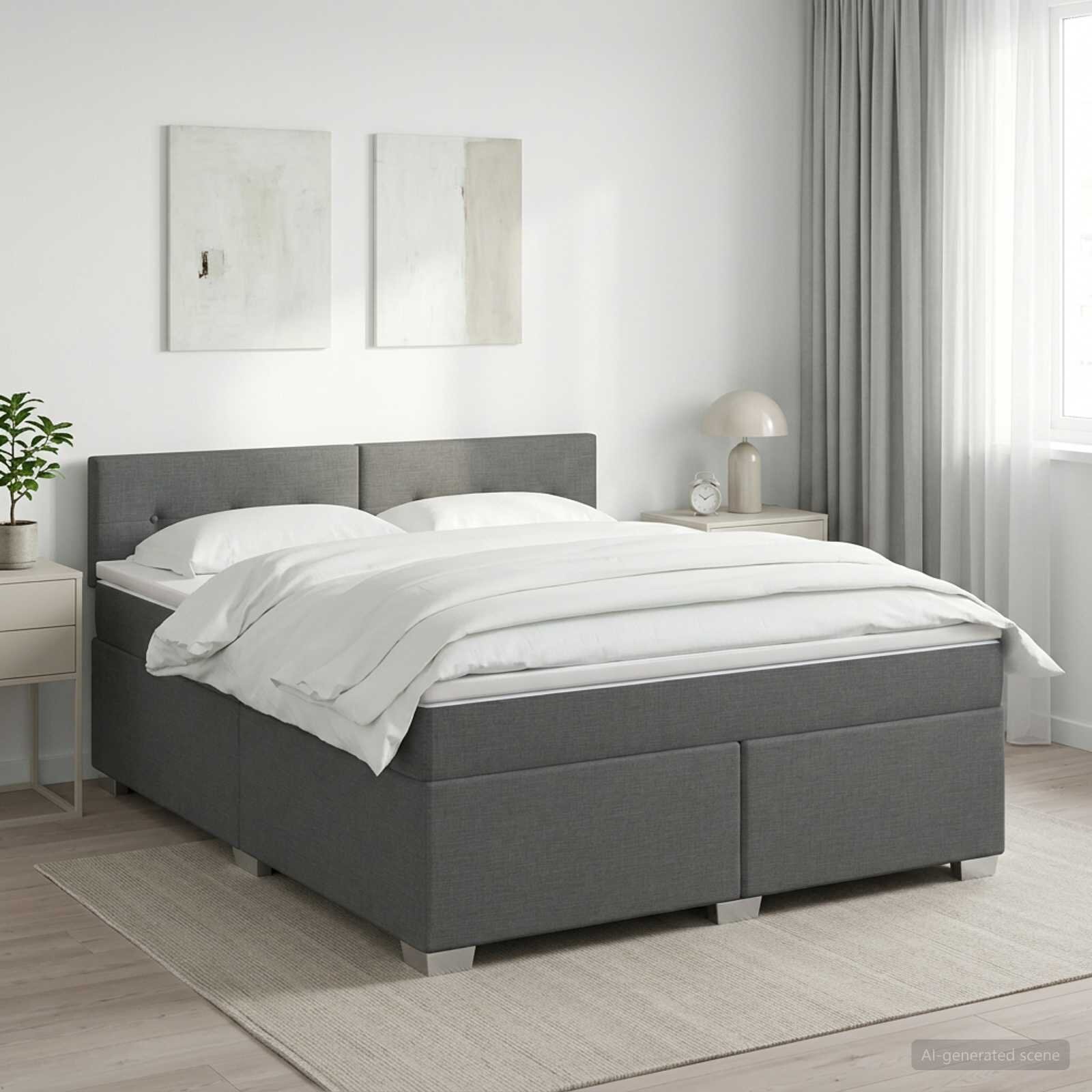 vidaXL Континентално легло с матрак Тъмносиво 140 x 190 cm Текстил