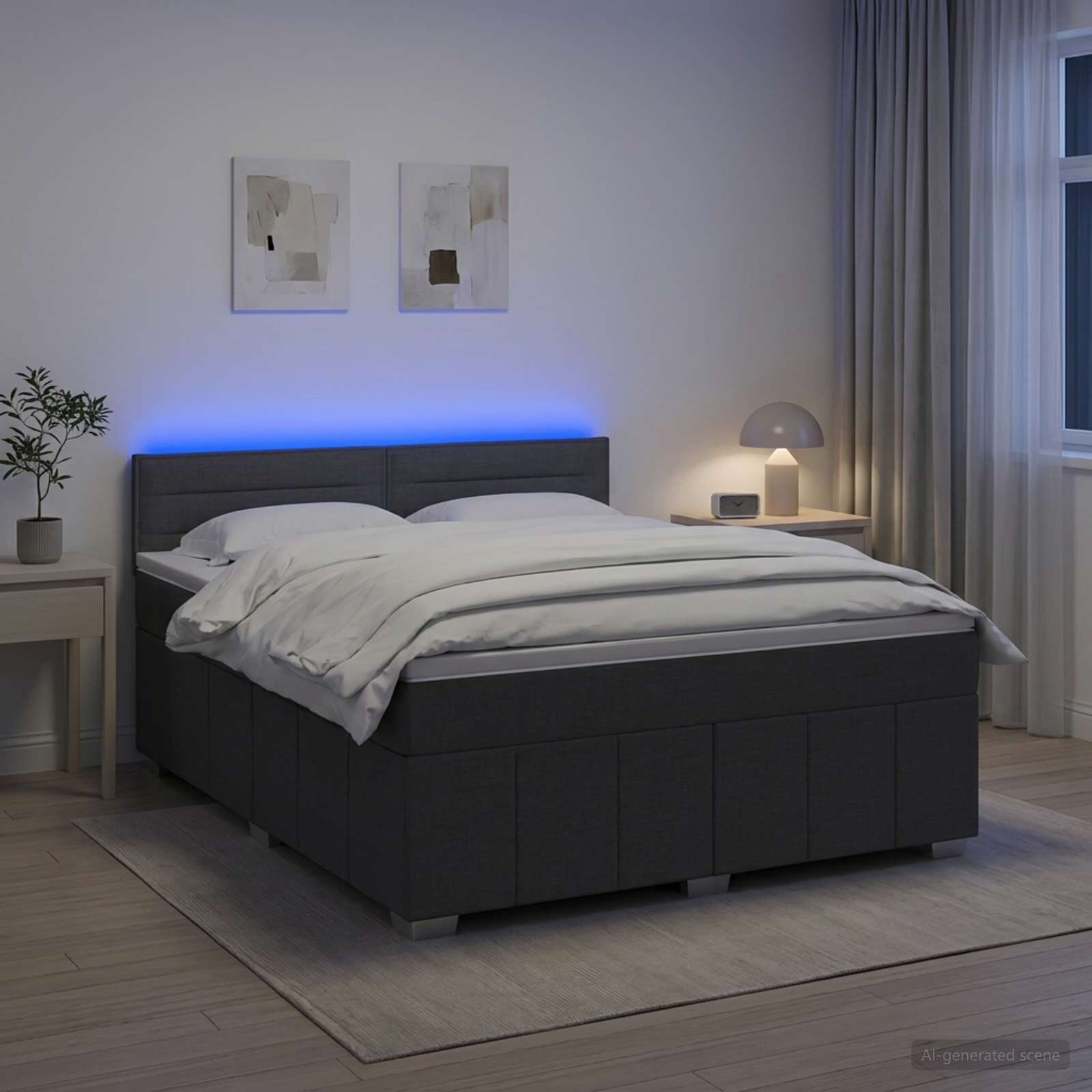 vidaXL Континентално легло с матрак Тъмносиво 140 x 190 cm Текстил