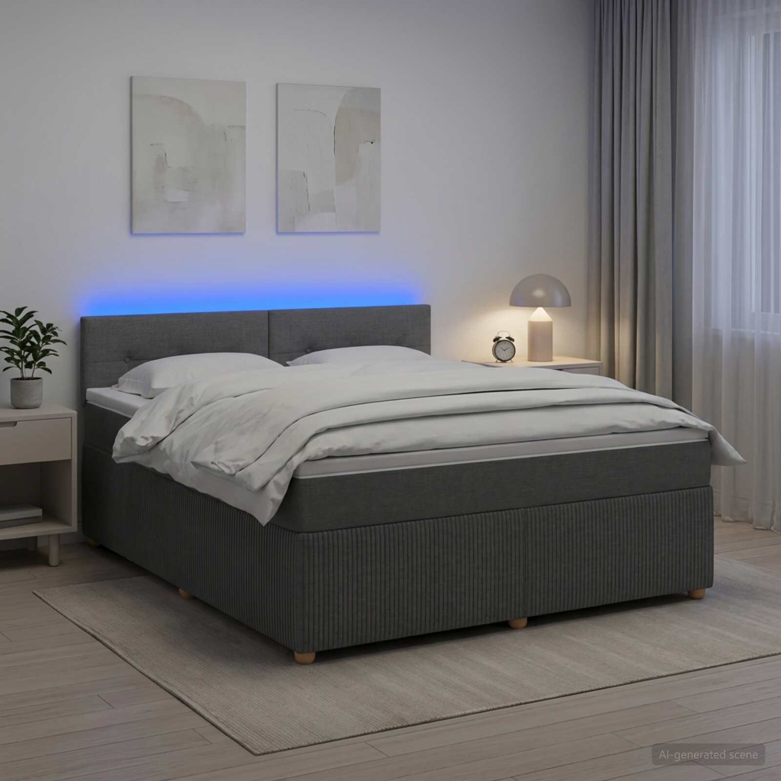 vidaXL Континентално легло с матрак Тъмносиво 140 x 190 cm Текстил