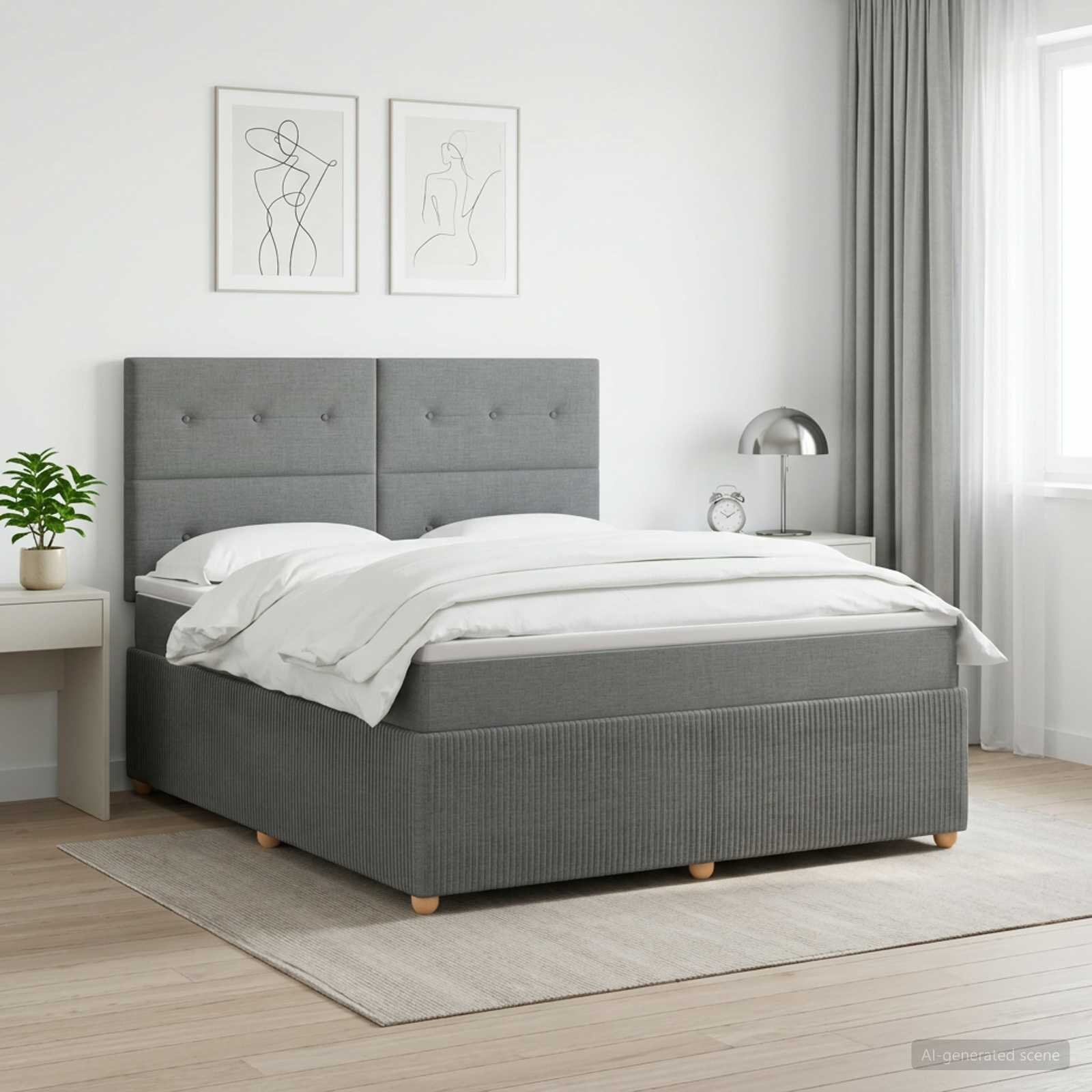 vidaXL Континентално легло с матрак Тъмносиво 140 x 190 cm Текстил