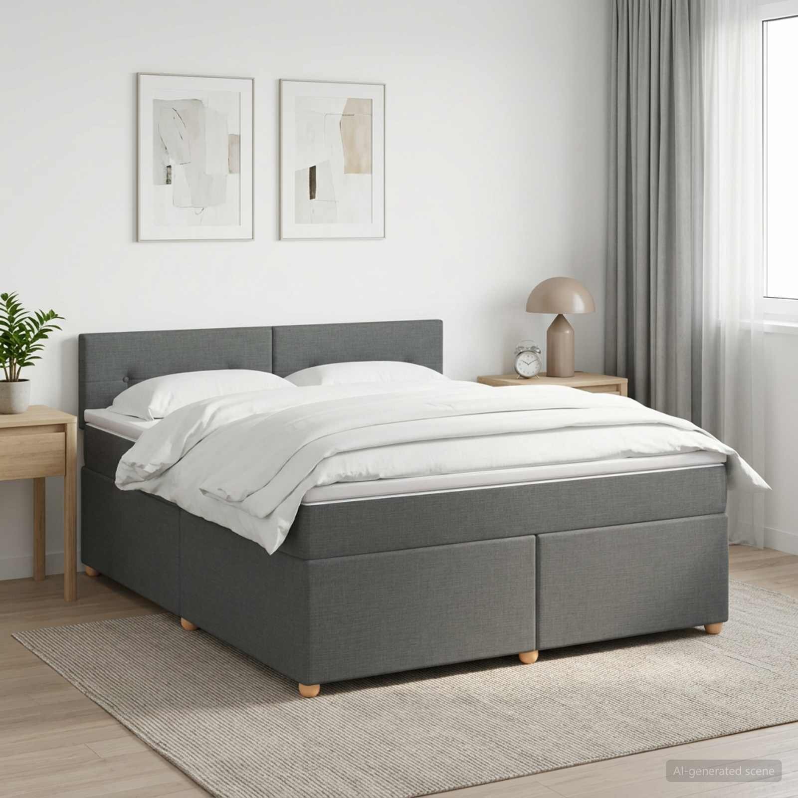 vidaXL Континентално легло с матрак Тъмносиво 140 x 190 cm Текстил