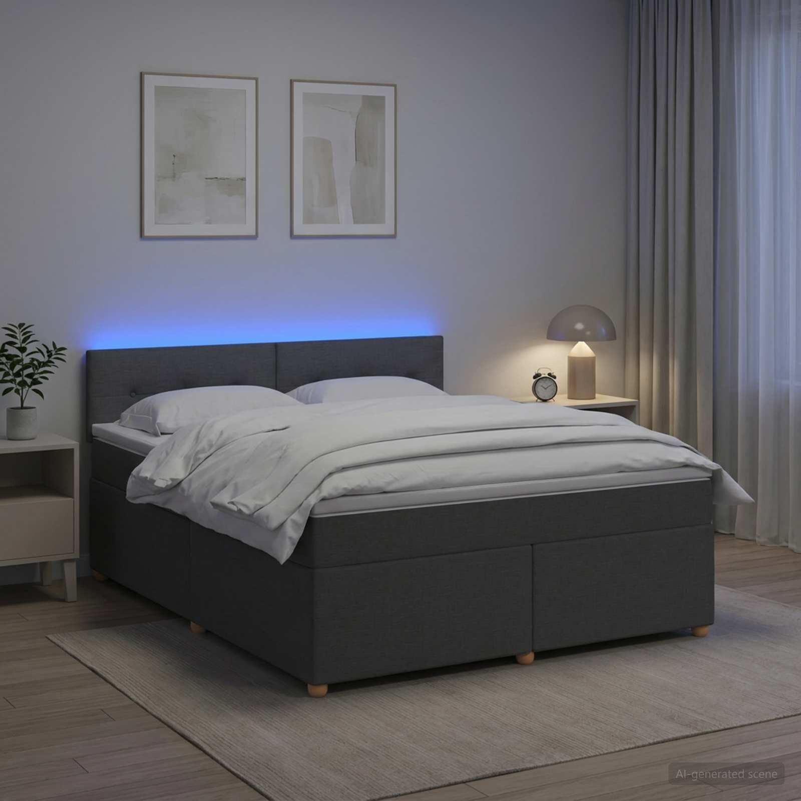 vidaXL Континентално легло с матрак Тъмносиво 140 x 190 cm Текстил