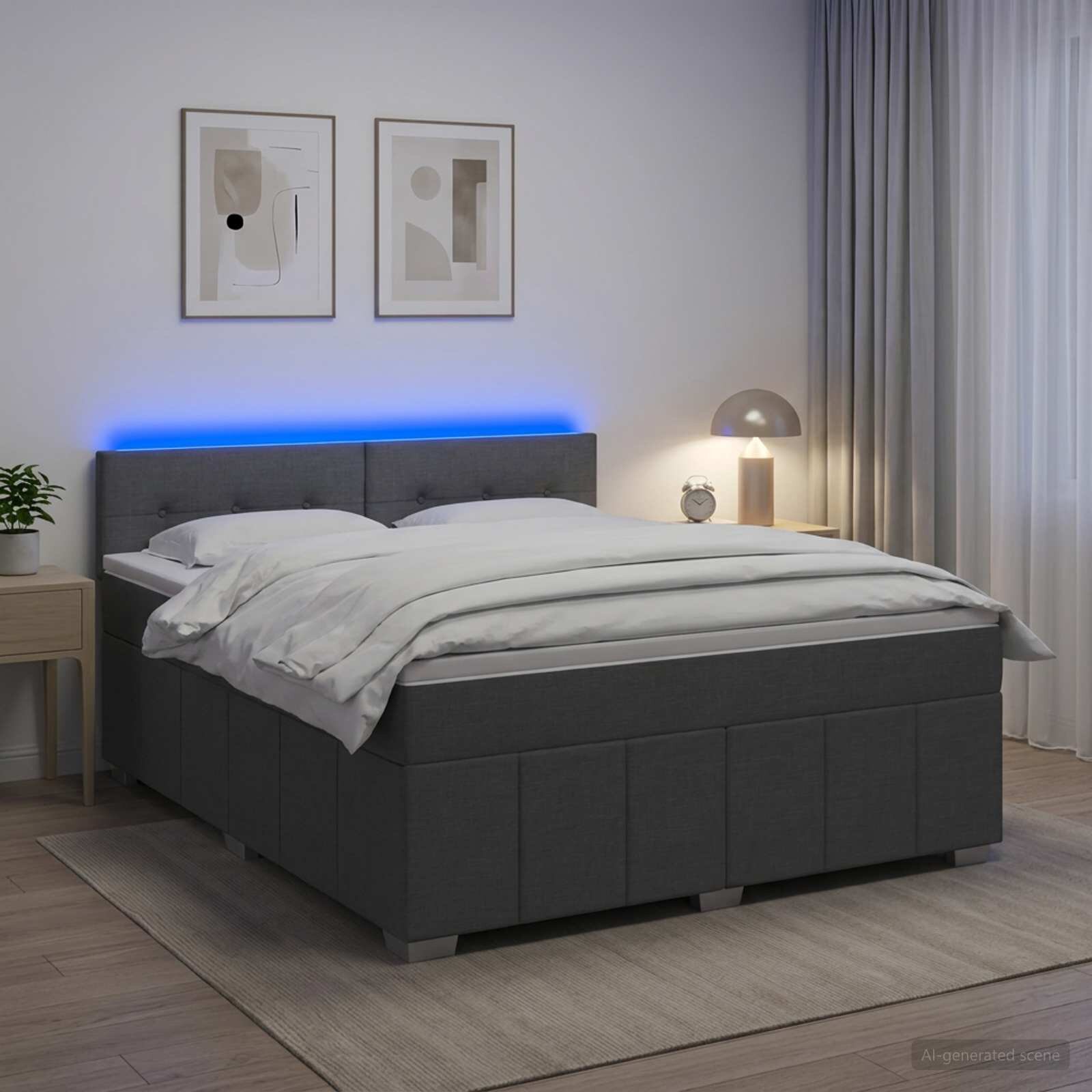 vidaXL Континентално легло с матрак Тъмносиво 160 x 200 cm Текстил