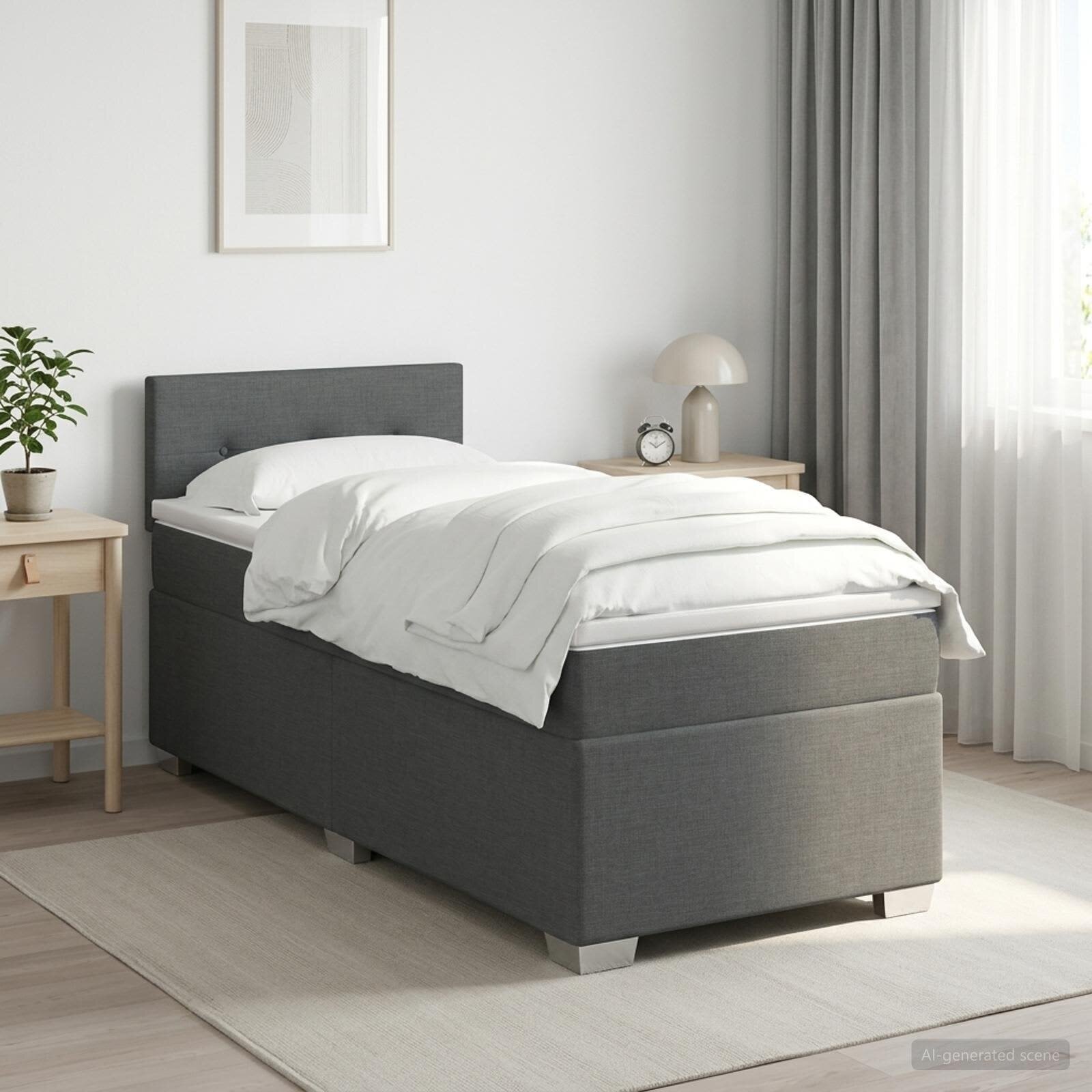 vidaXL Континентално легло с матрак Тъмносиво 90 x 190 cm Текстил
