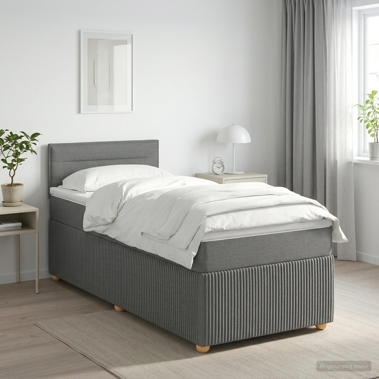 vidaXL Континентално легло с матрак Тъмносиво 90 x 190 cm Текстил