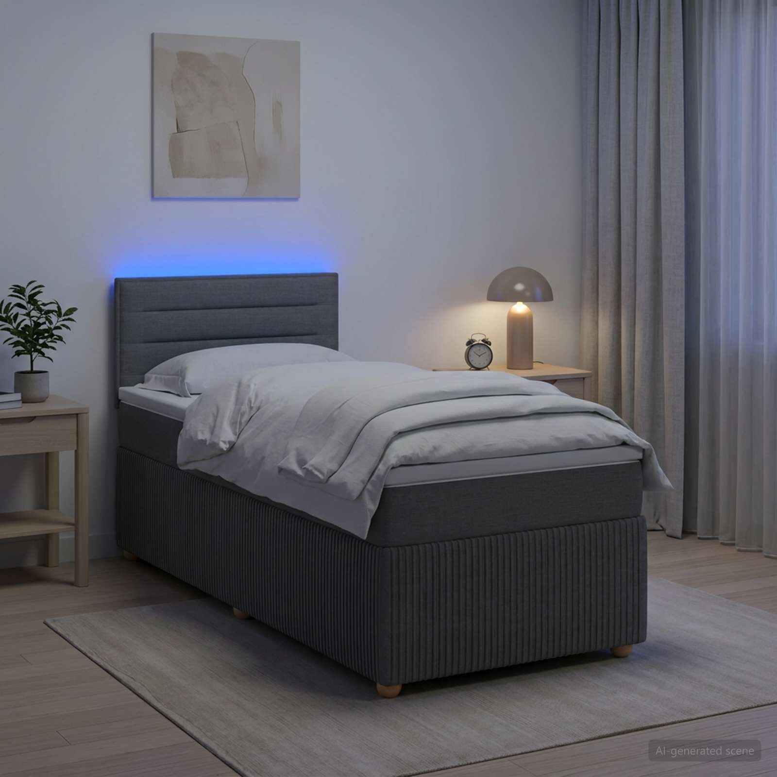 vidaXL Континентално легло с матрак Тъмносиво 90 x 190 cm Текстил