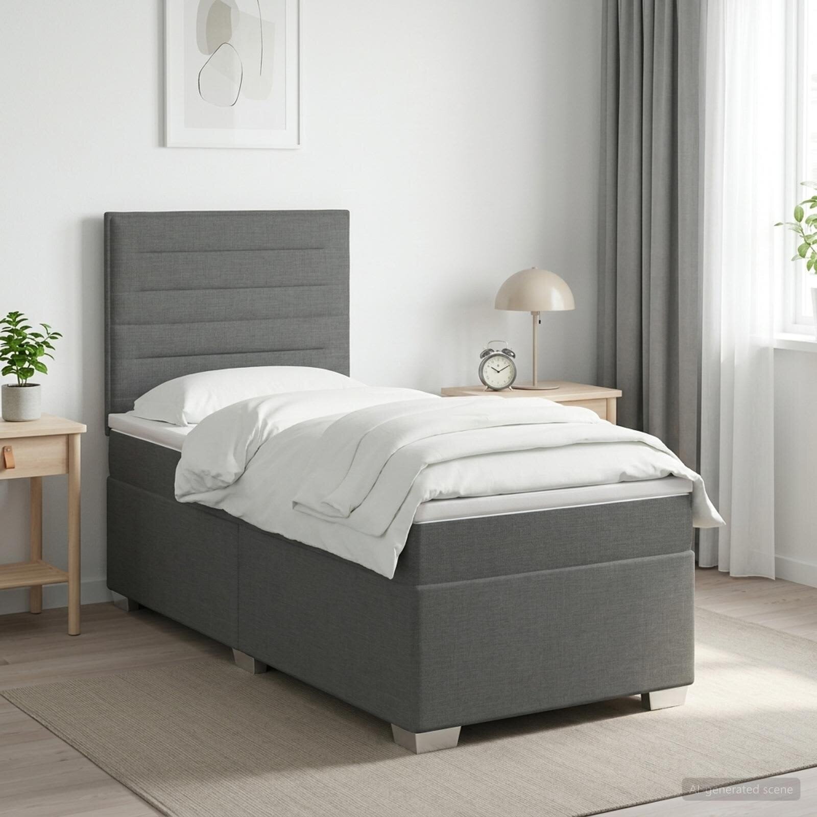 vidaXL Континентално легло с матрак Тъмносиво 90 x 190 cm Текстил