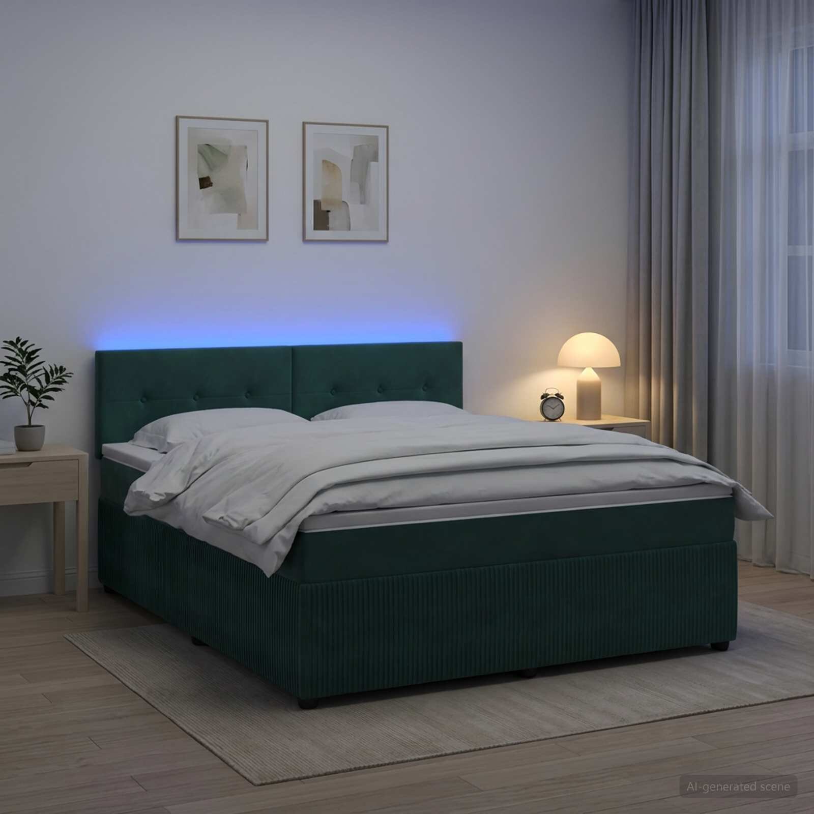 vidaXL Континентално легло с матрак Тъмнозелено 140 x 190 cm Кадифе