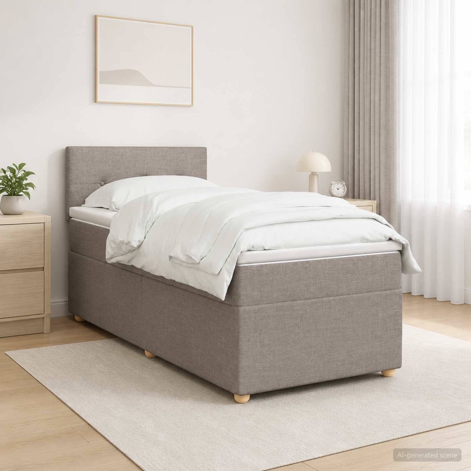 vidaXL Континентално легло с матрак Таупе 100 x 200 cm Текстил
