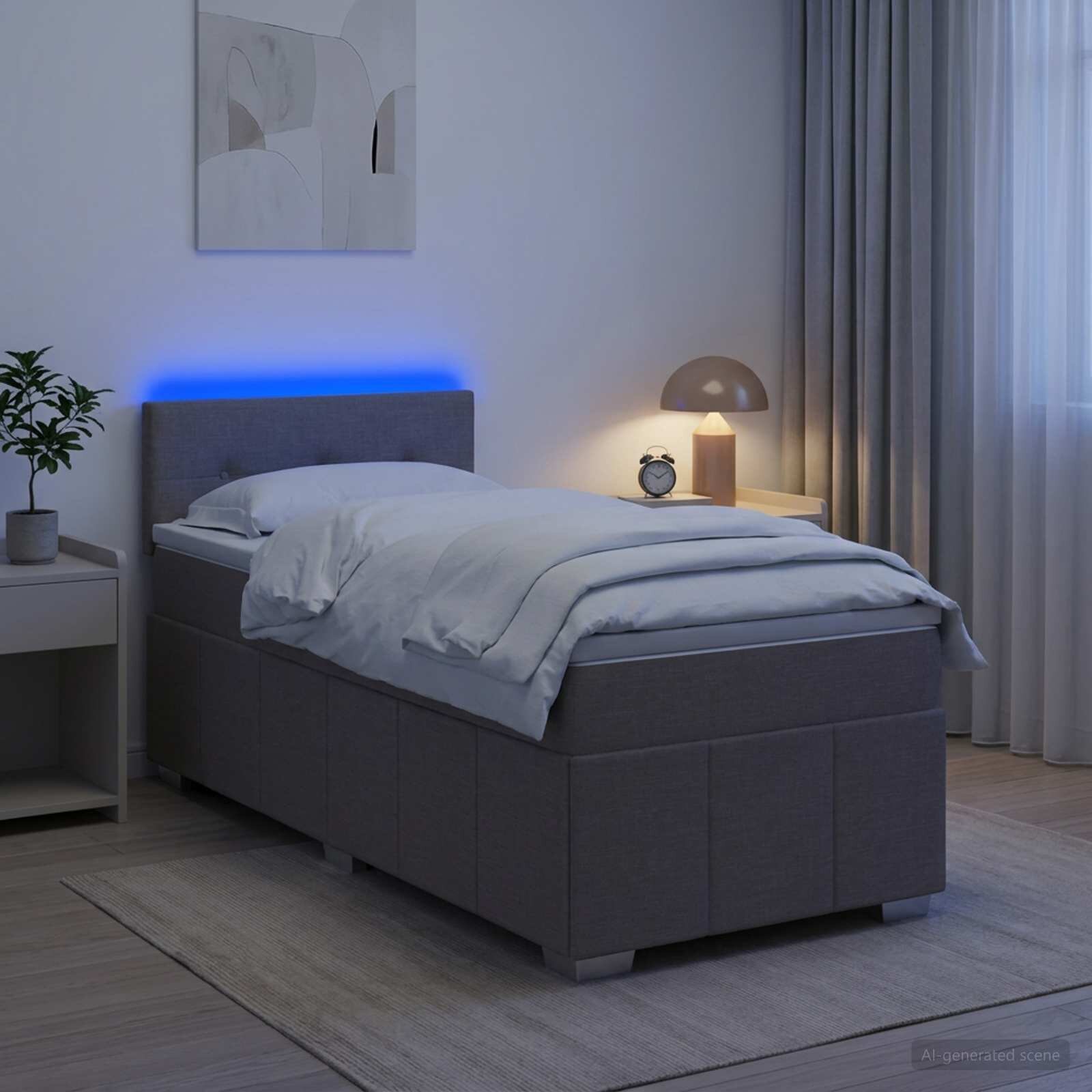 vidaXL Континентално легло с матрак Таупе 100 x 200 cm Текстил