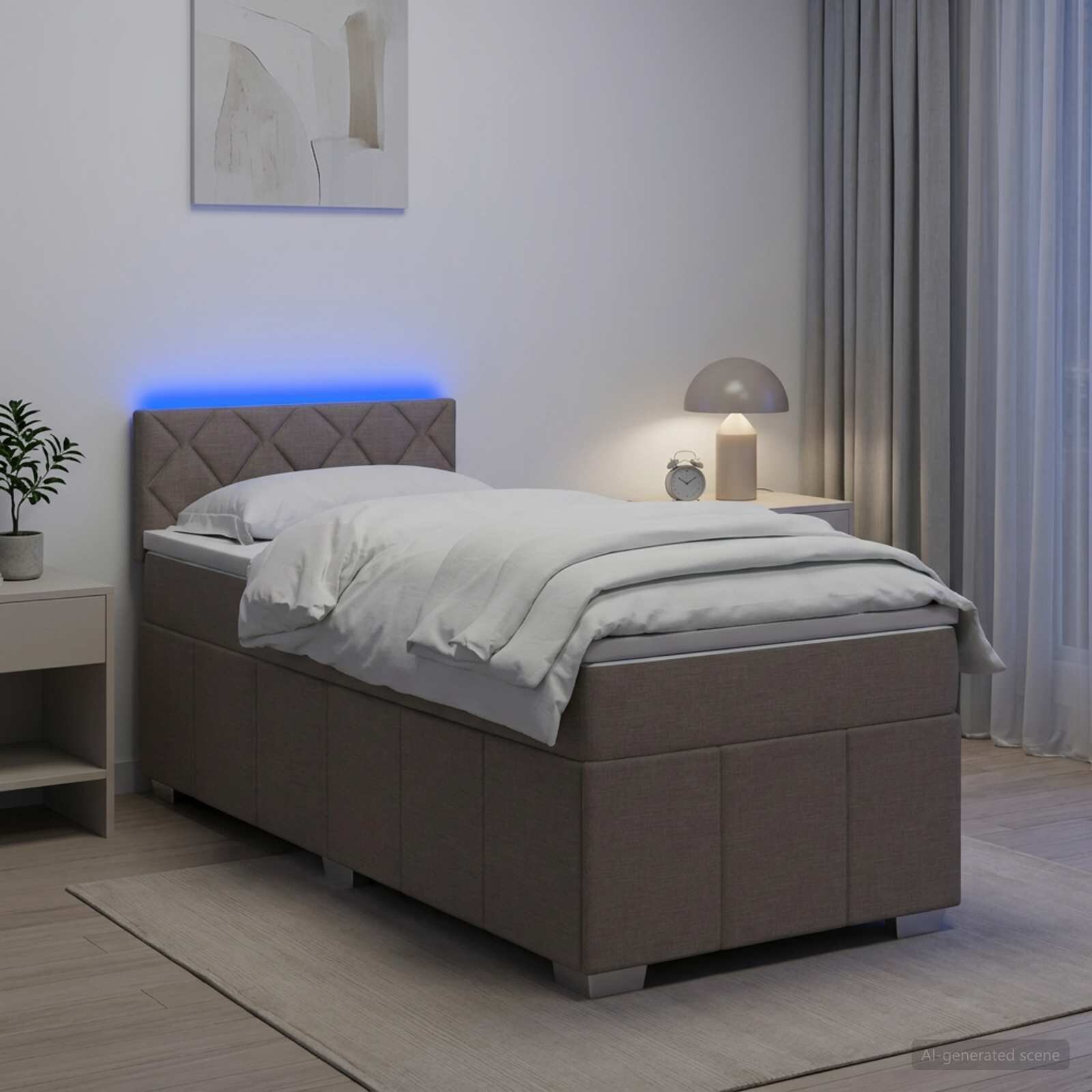 vidaXL Континентално легло с матрак Таупе 100 x 200 cm Текстил