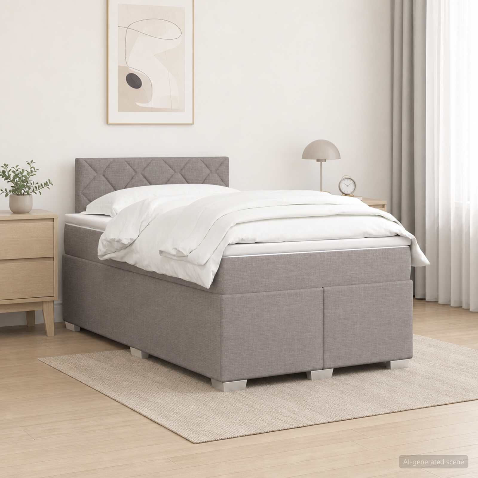 vidaXL Континентално легло с матрак Таупе 120 x 190 cm Текстил