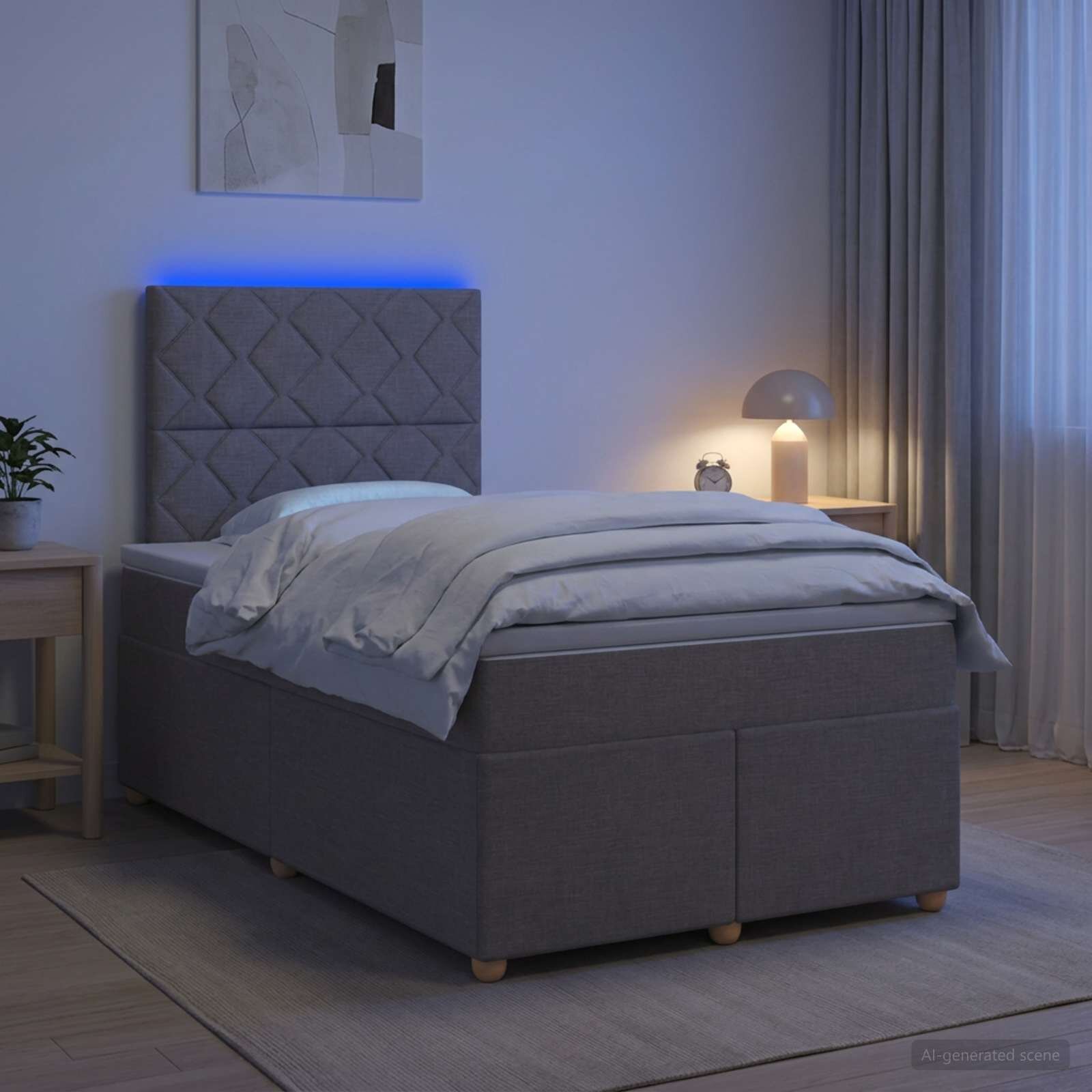 vidaXL Континентално легло с матрак Таупе 120 x 190 cm Текстил
