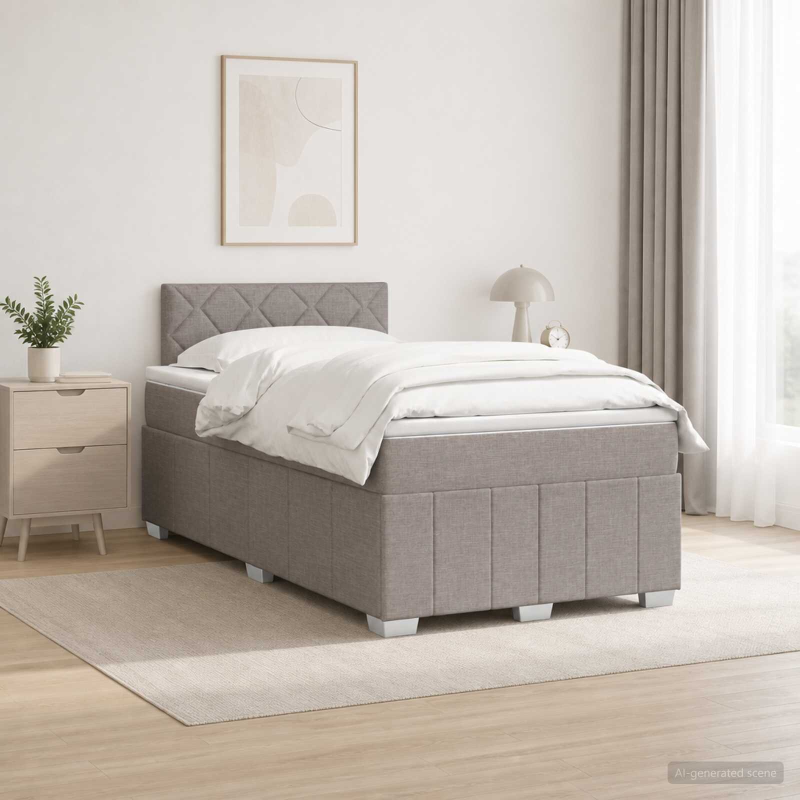 vidaXL Континентално легло с матрак Таупе 120 x 190 cm Текстил