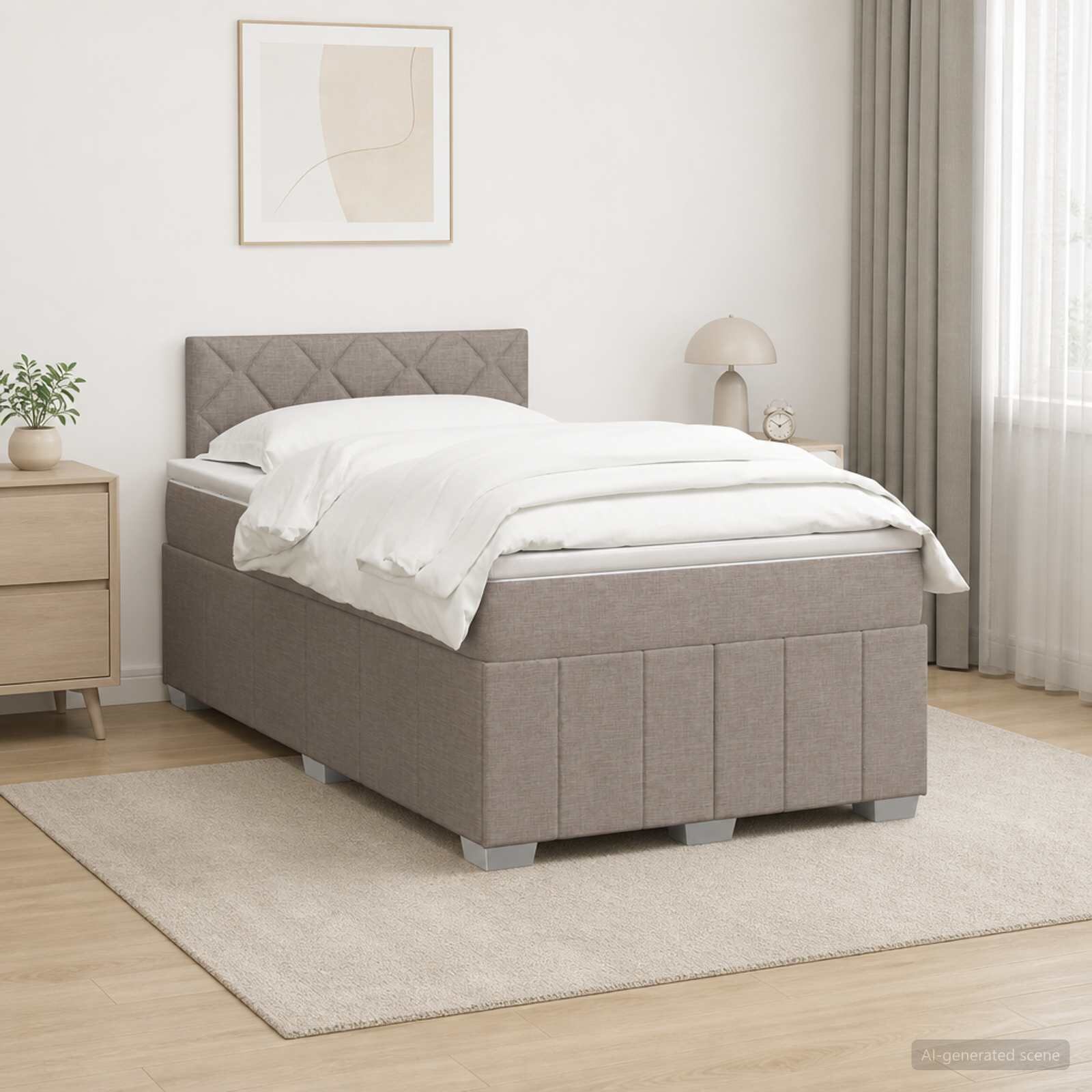 vidaXL Континентално легло с матрак Таупе 120 x 190 cm Текстил