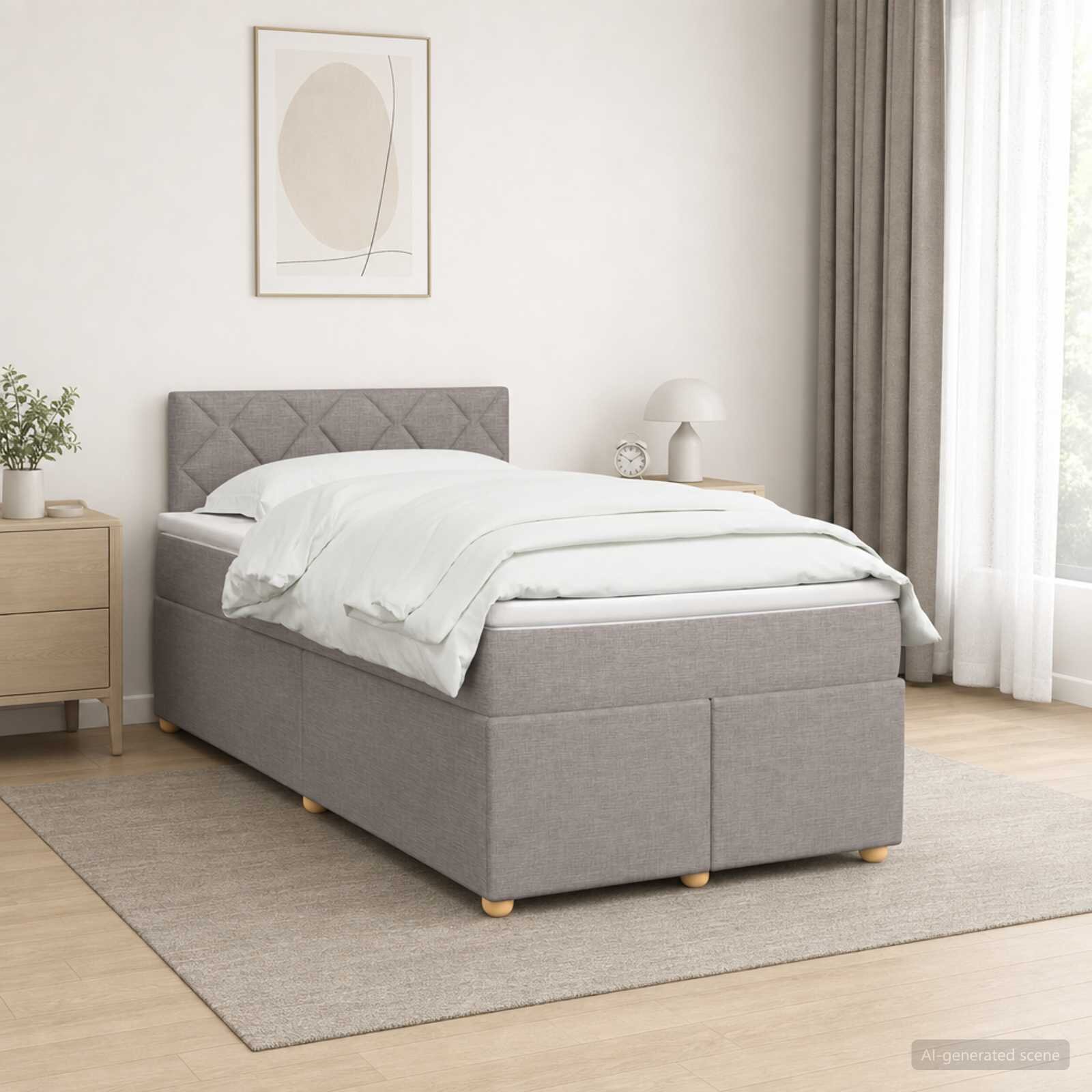 vidaXL Континентално легло с матрак Таупе 120 x 200 cm Текстил