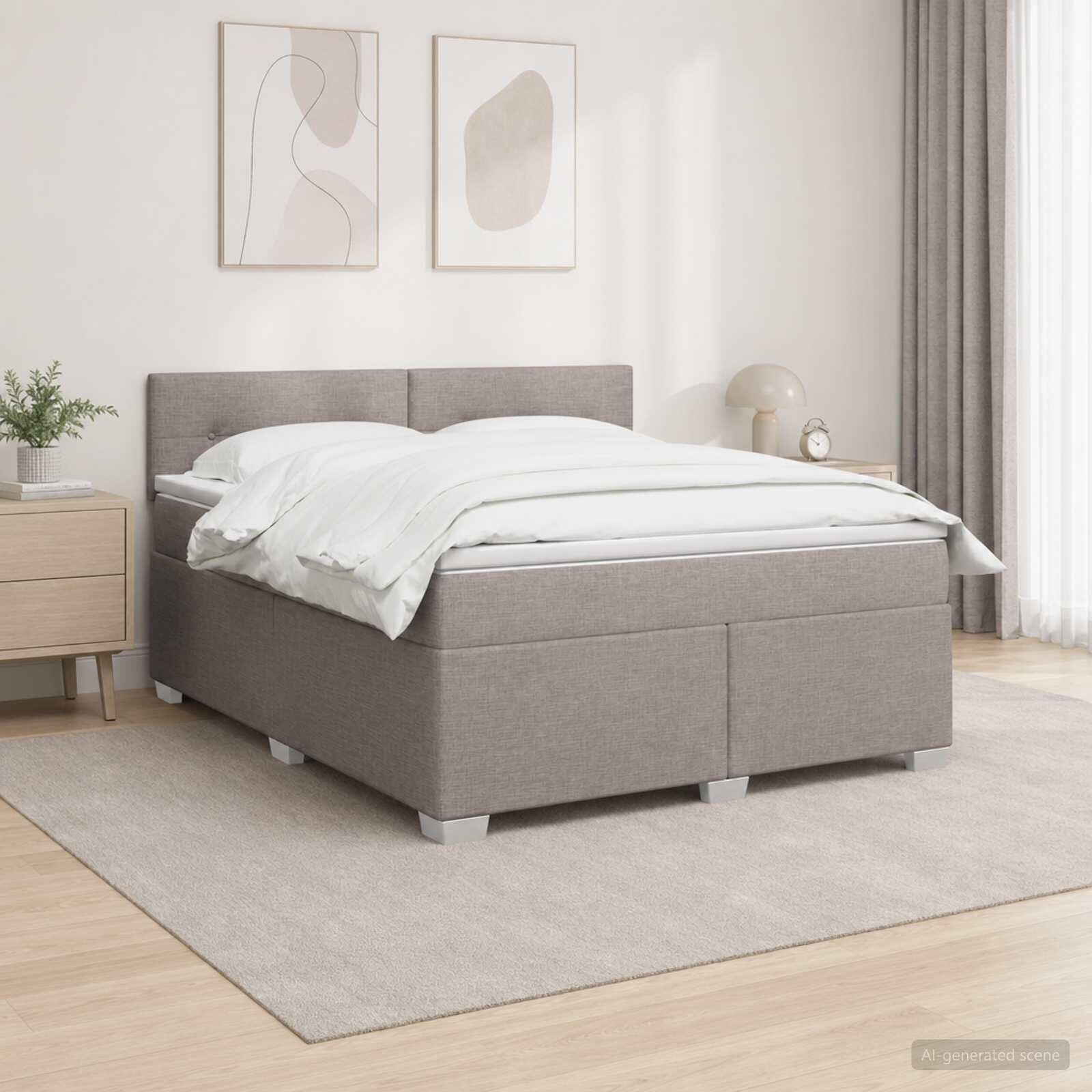 vidaXL Континентално легло с матрак Таупе 140 x 190 cm Текстил