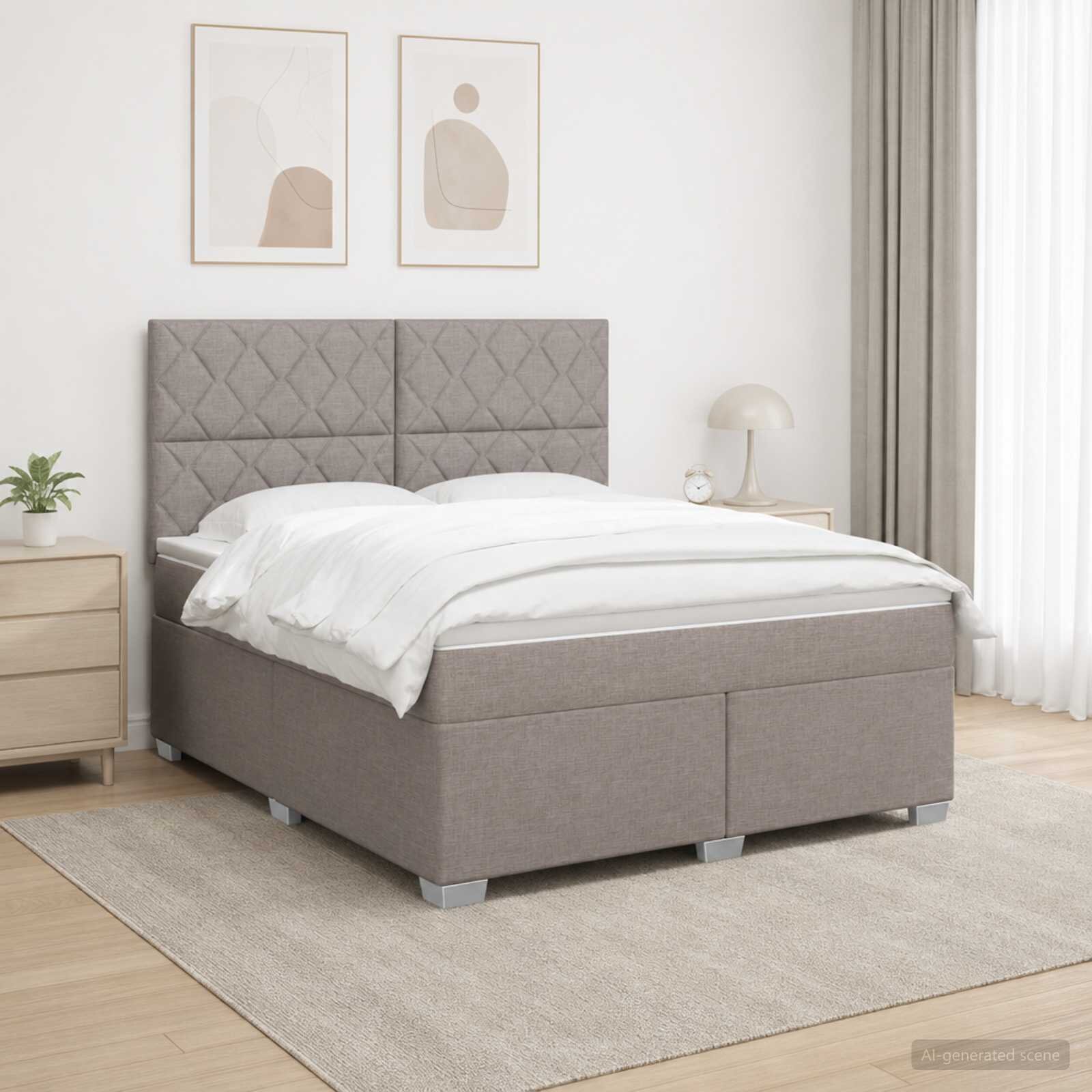 vidaXL Континентално легло с матрак Таупе 140 x 190 cm Текстил