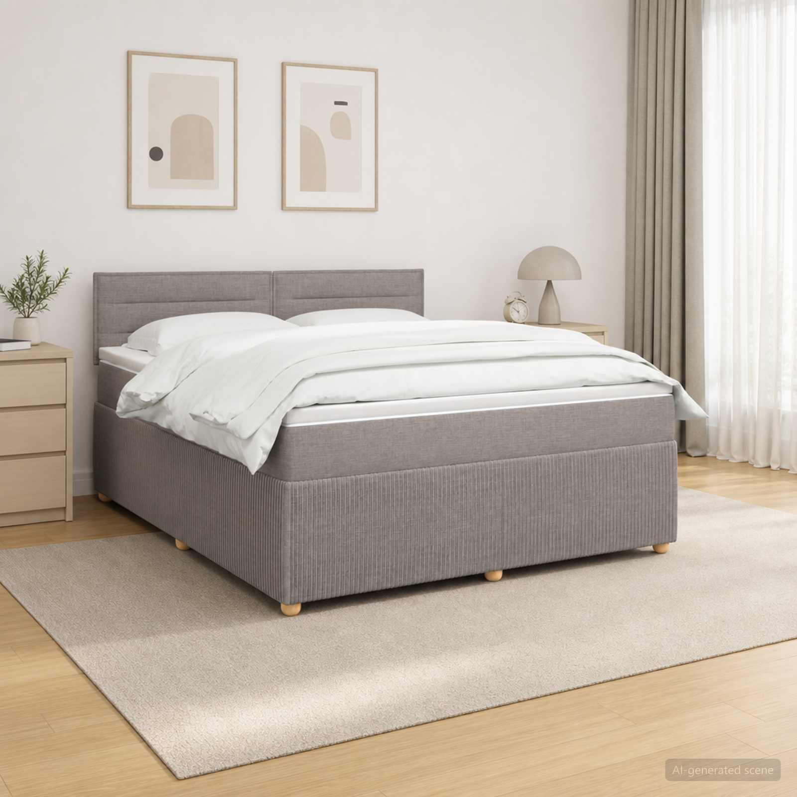vidaXL Континентално легло с матрак Таупе 140 x 190 cm Текстил