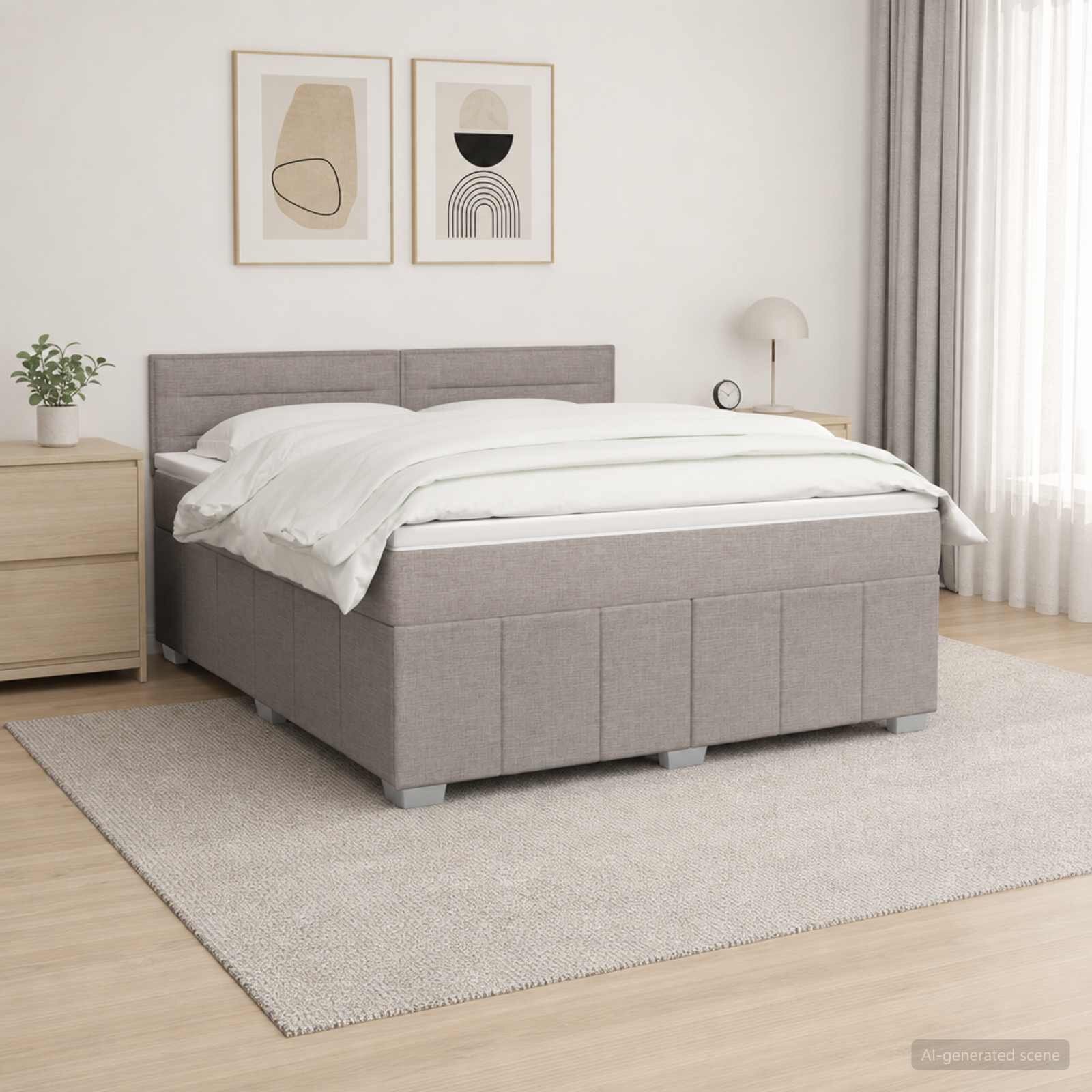 vidaXL Континентално легло с матрак Таупе 140 x 190 cm Текстил