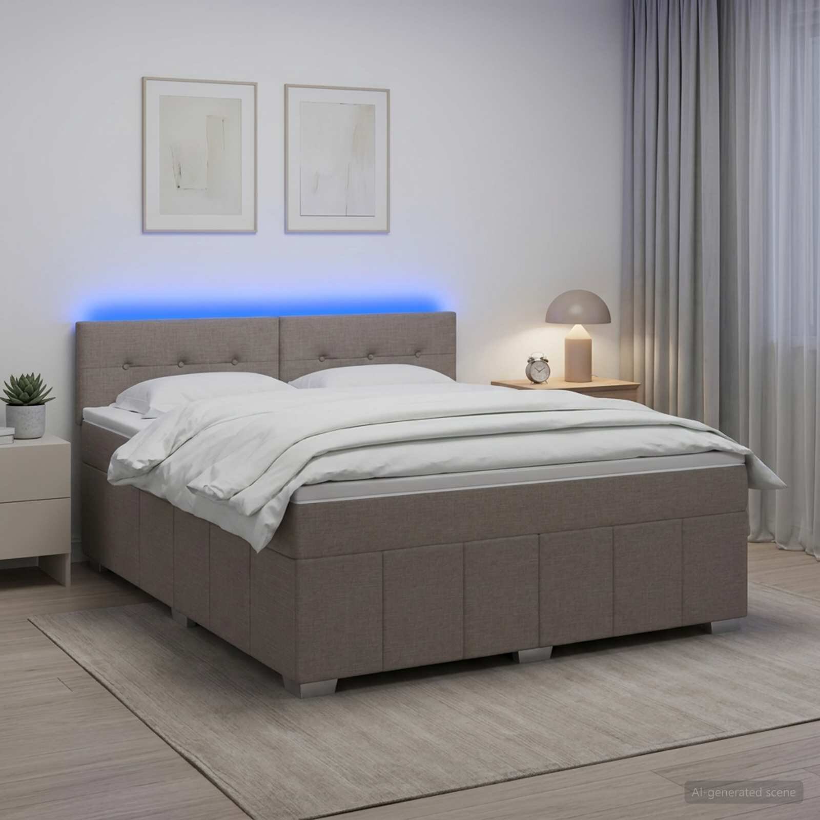 vidaXL Континентално легло с матрак Таупе 140 x 190 cm Текстил